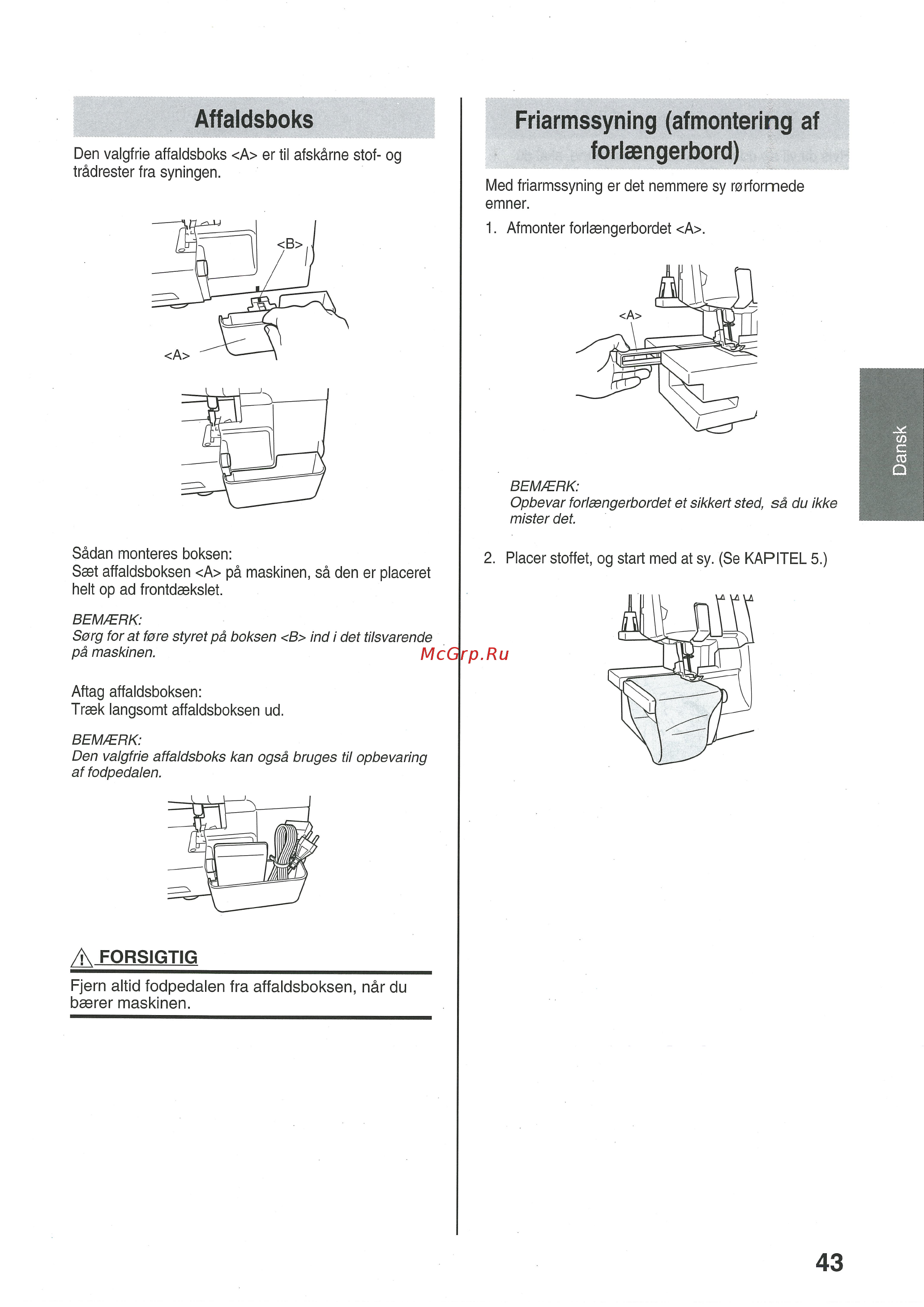 Brother 3100D [45/76] Friarmssyning afmontering af