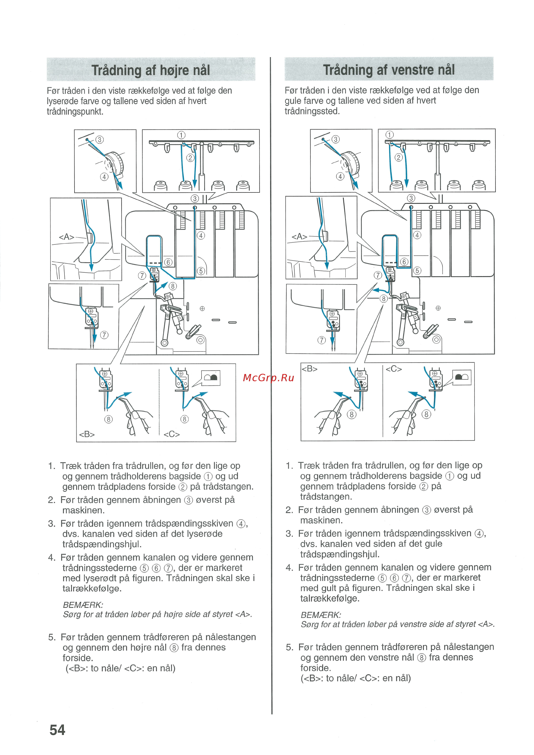 Brother 3100D [56/76] Trádning af venstre nál