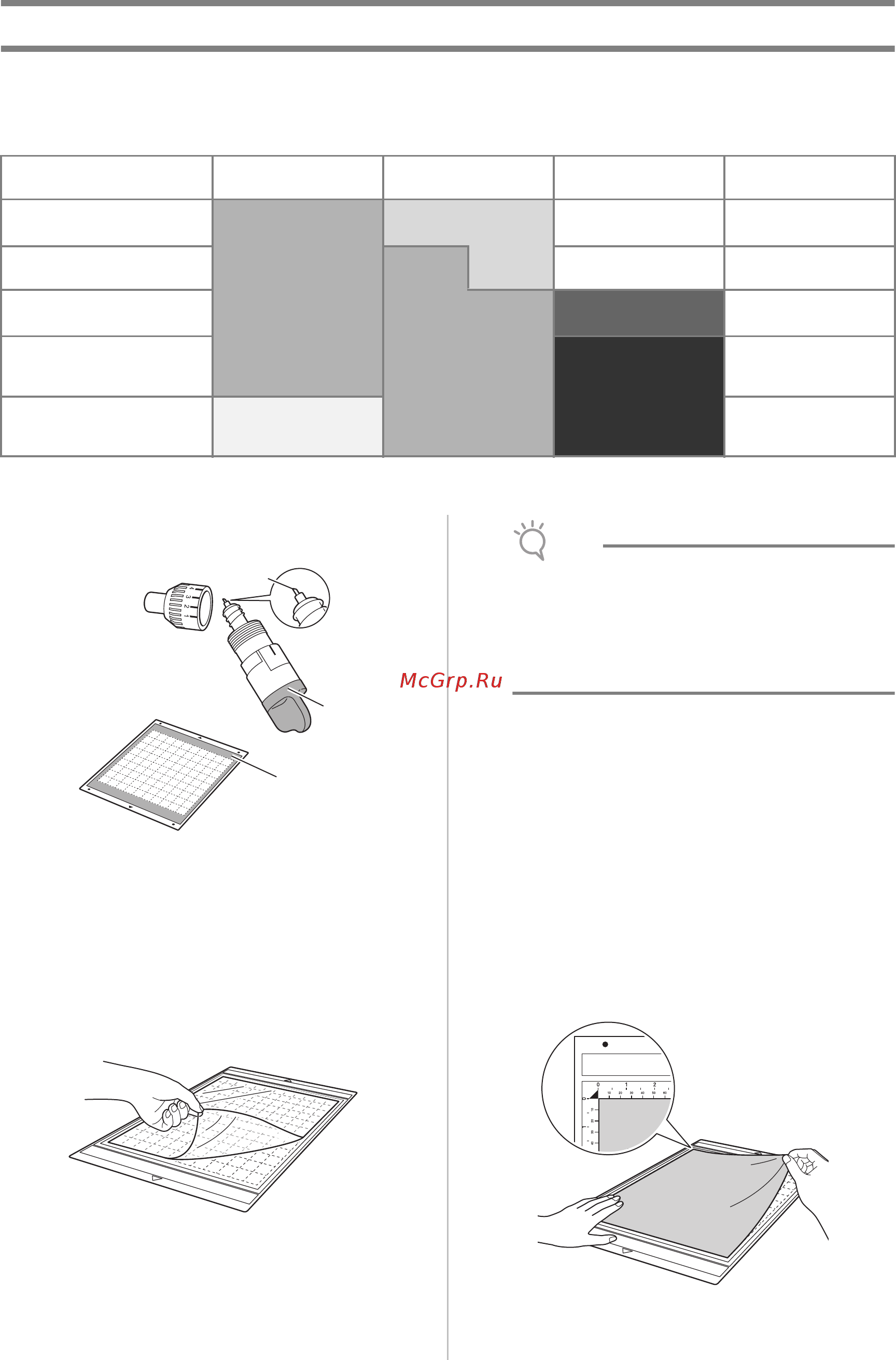 Brother CM600 [14/71] Use the following chart to select the correct combination of accessories for the material to be cut or drawn on depending on the machine model some accessories listed in the chart may not be included in that case they must be purchased separately