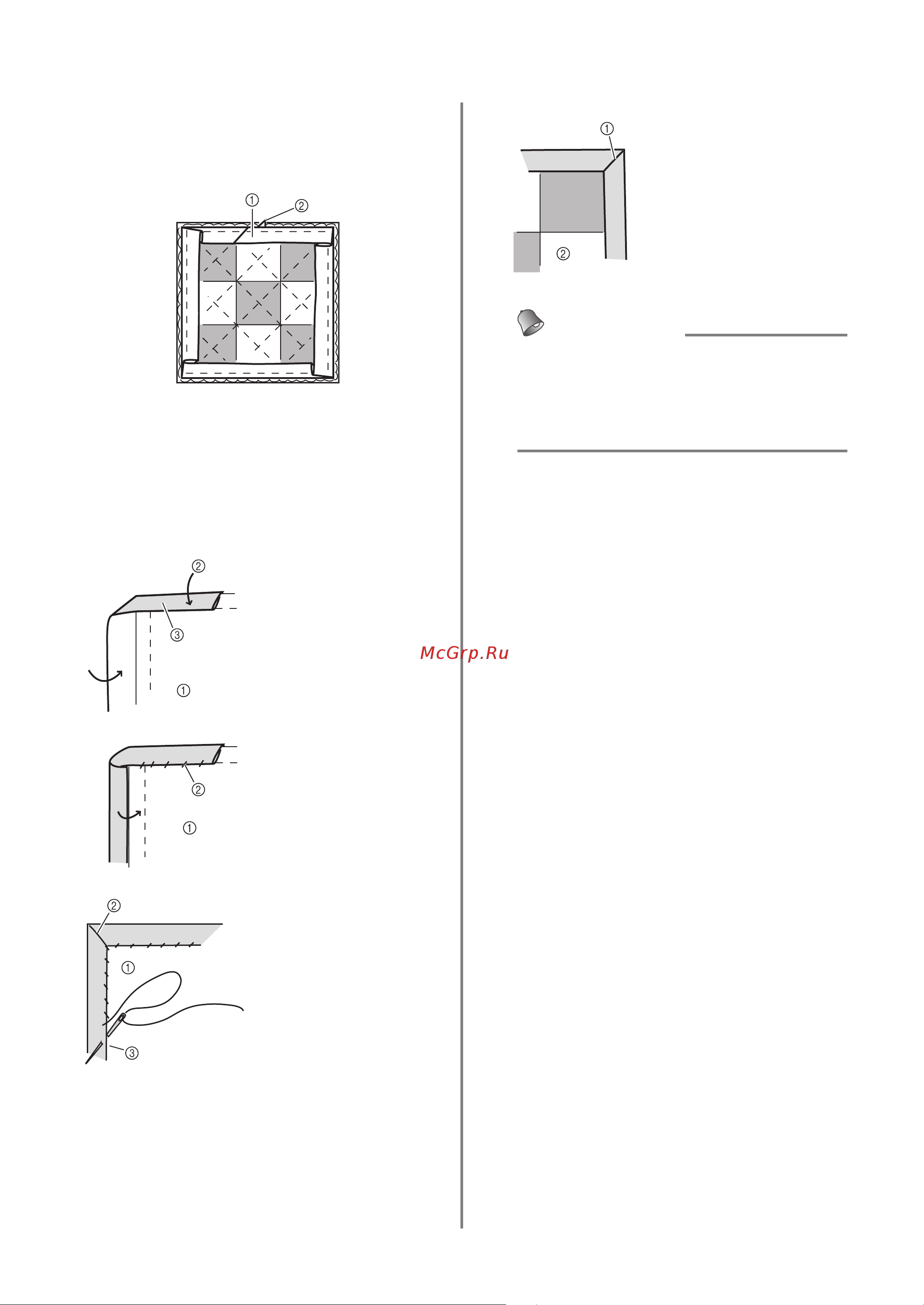 Brother ScanNCut SDX 900 [11/12] Переверните стеганое изделие закройте припуск на шов косой бейкой и затем завершите отделку потайной строчкой угол будет соединен под углом как показано на рисунке