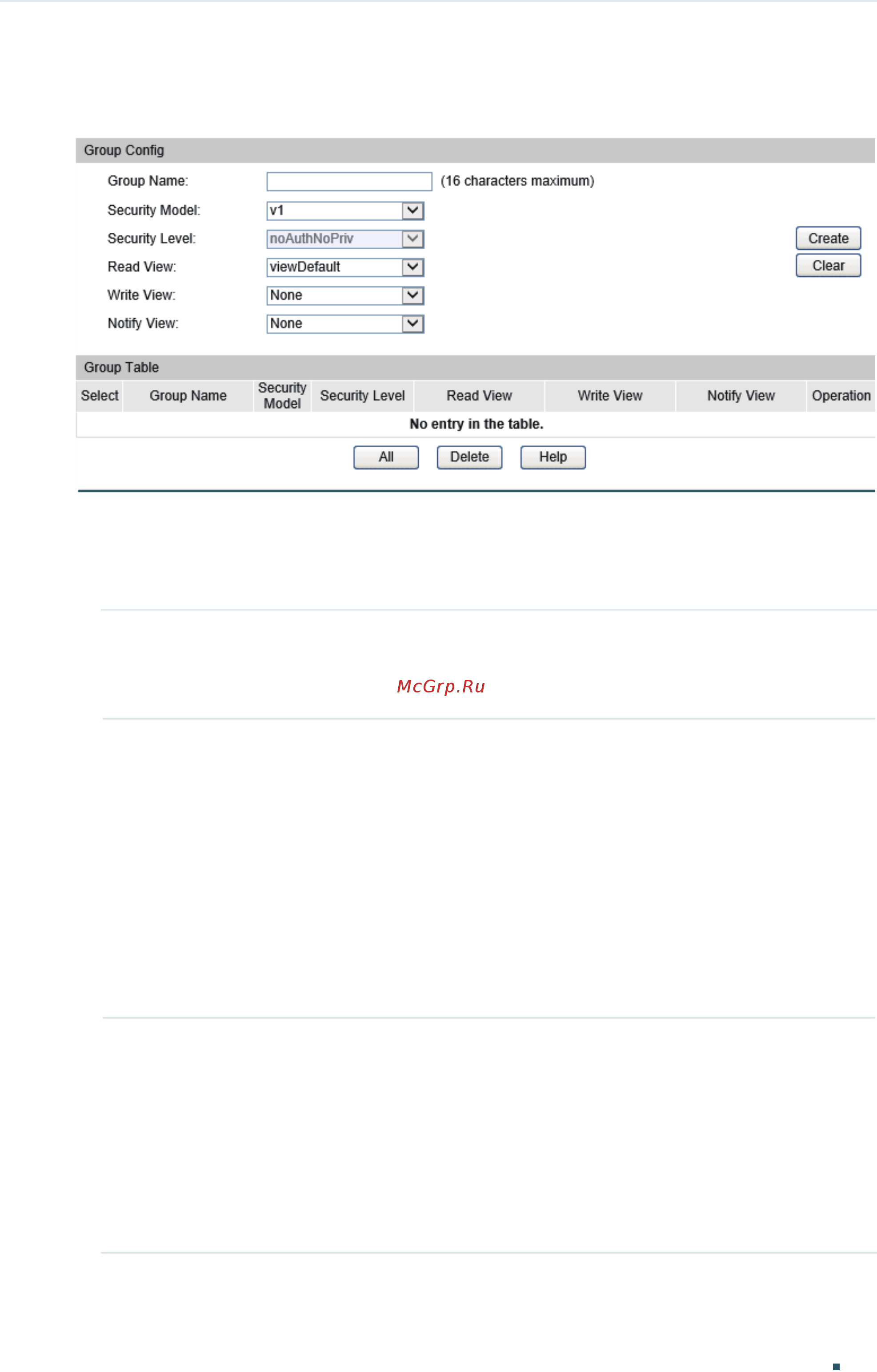 Tp-Link T2600G-28MPS V2 [980/1027] Set the group name and security model if you choose snmpv3 as the security model you need to further configure security level