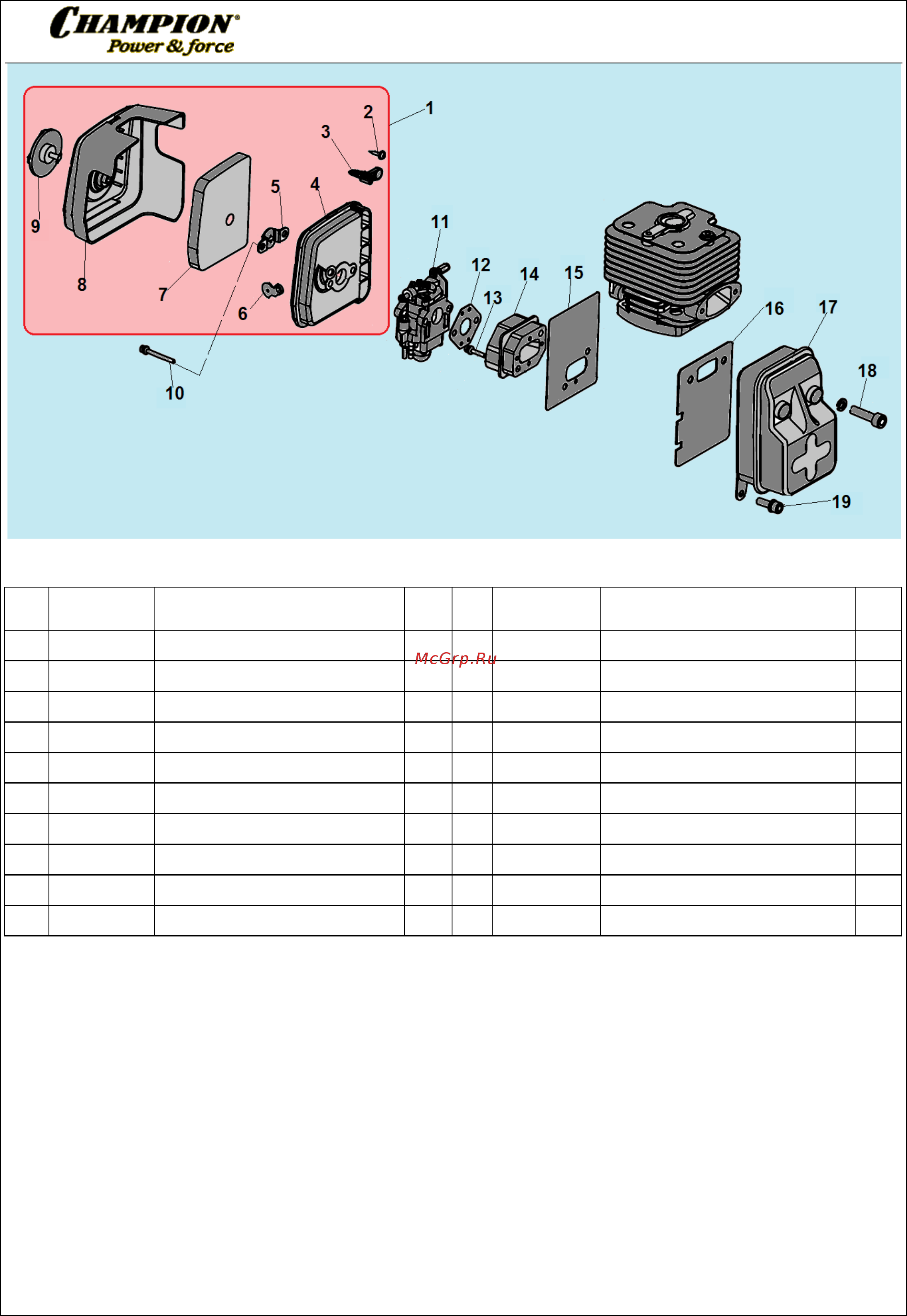 Champion AG364 [2/5] Иллюстрированный каталог запасных часте
