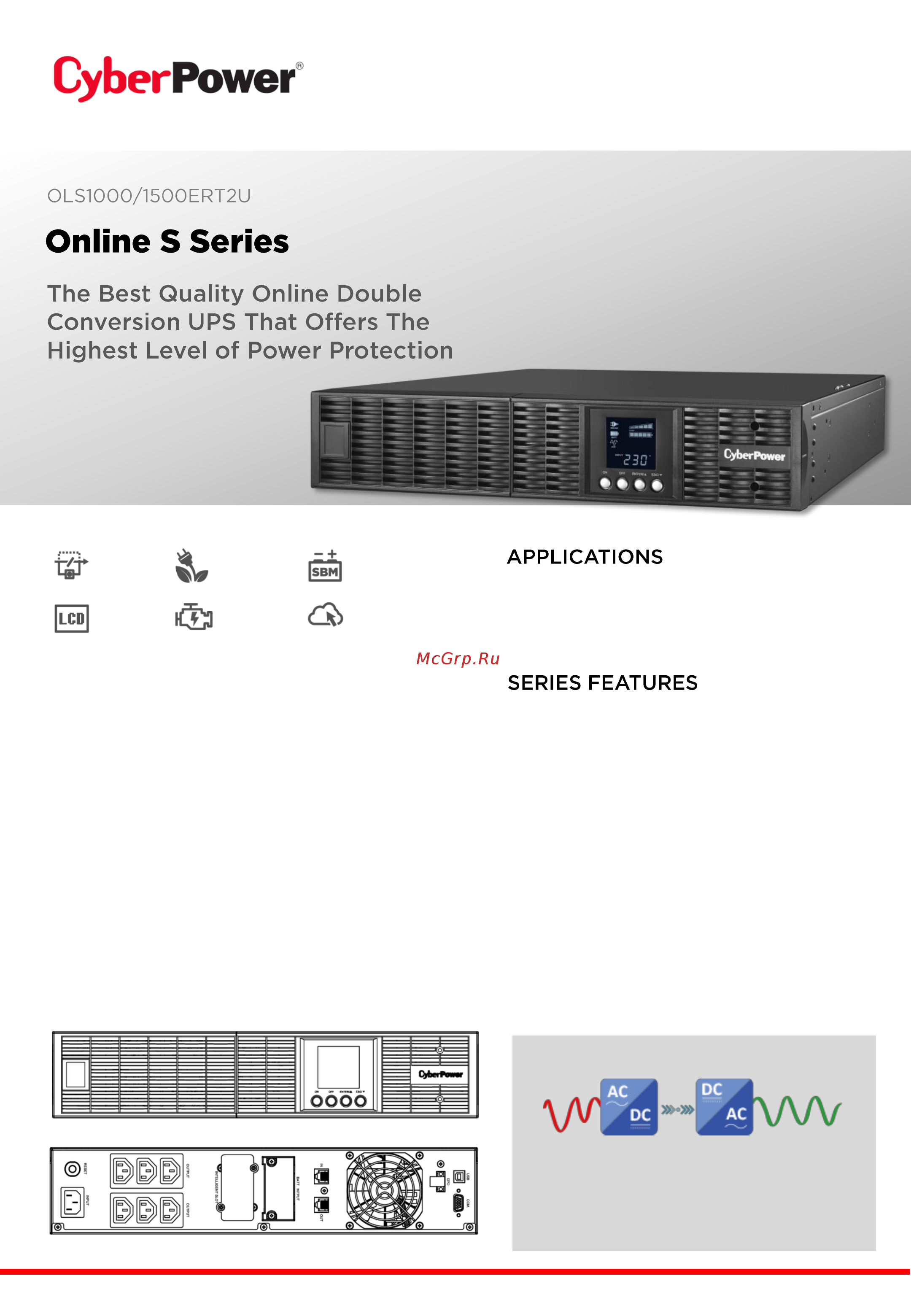 Cyberpower OLS1000ERT2U Техническое описание онлайн
