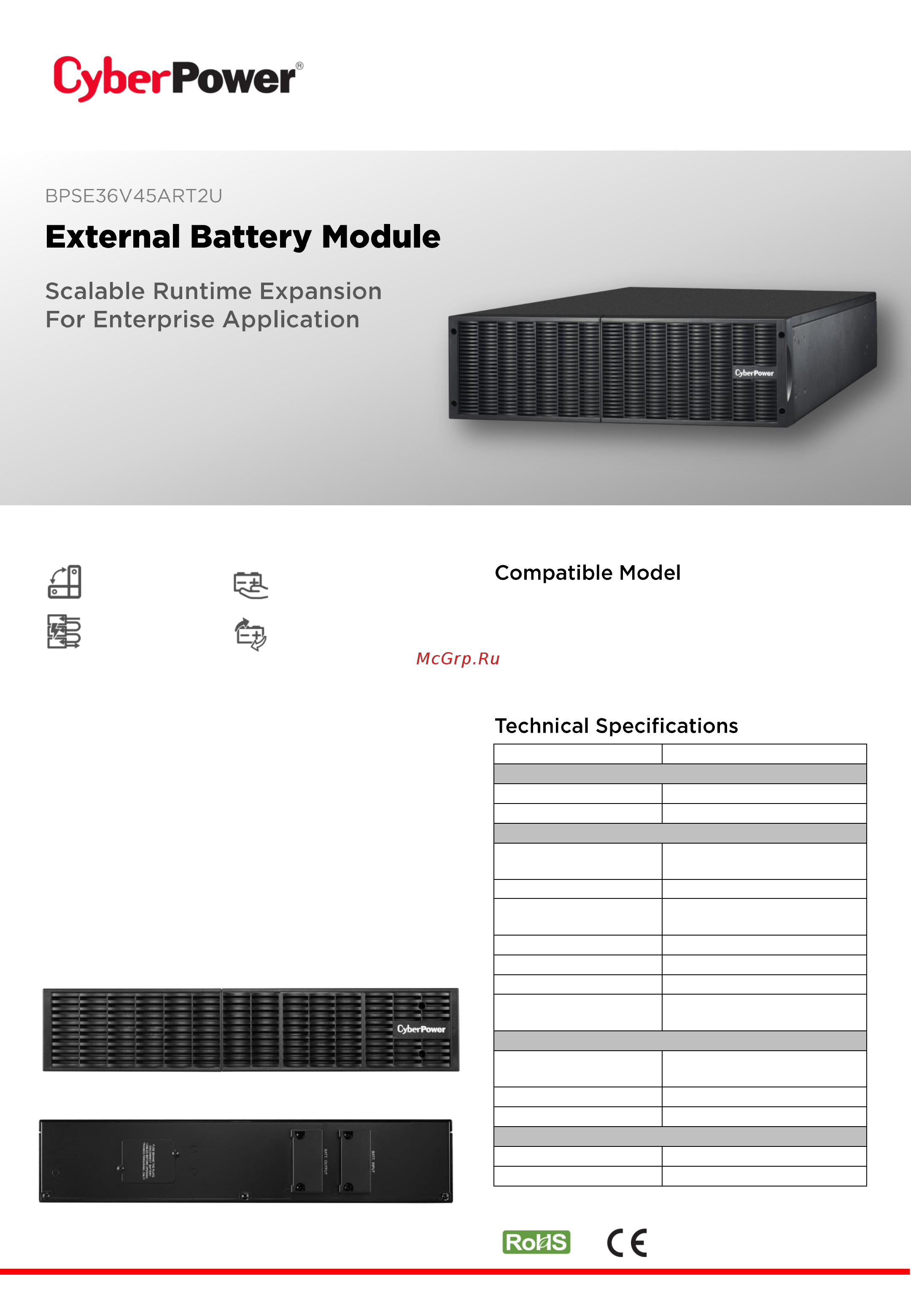 Cyberpower BPSE36V45ART2U Техническое описание онлайн
