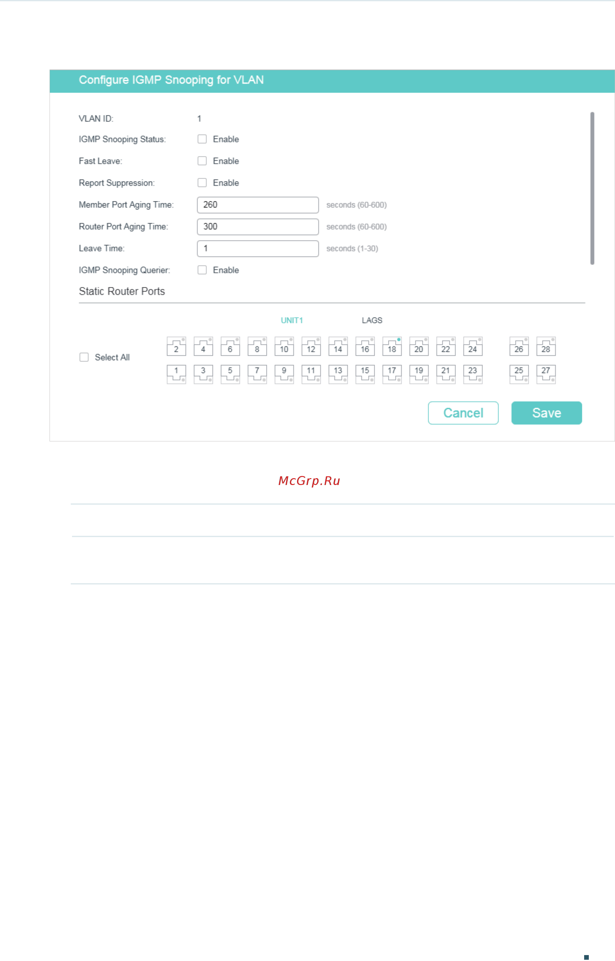 Tp-Link T1600G-52TS V4 [239/958] Enable igmp snooping for the vlan and configure the corresponding parameters