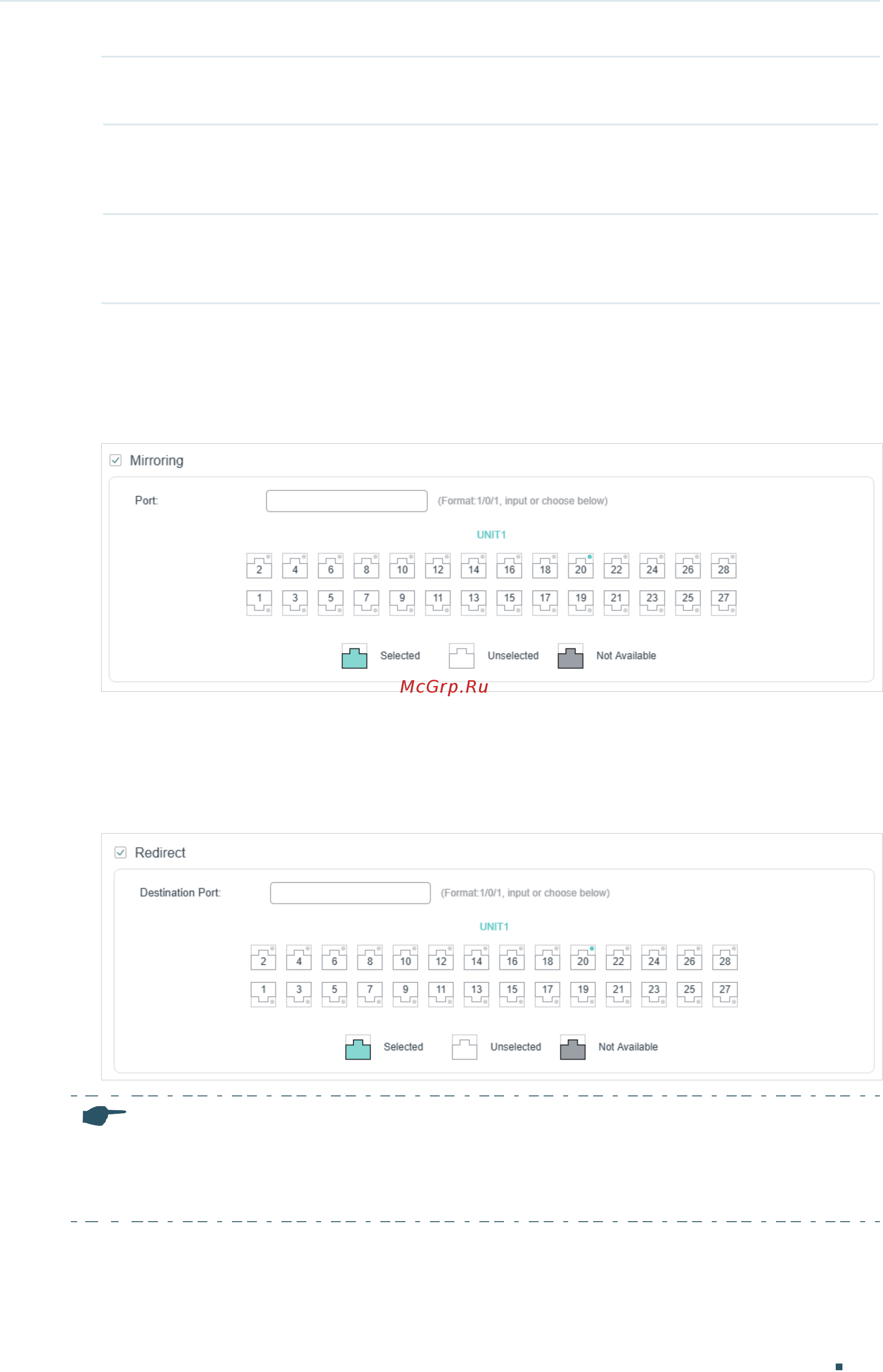 Tp-Link T1600G-52TS V4 [699/958] In the policy section enable or disable the mirroring feature for the matched packets with this option enabled choose a destination port to which the packets will be mirrored