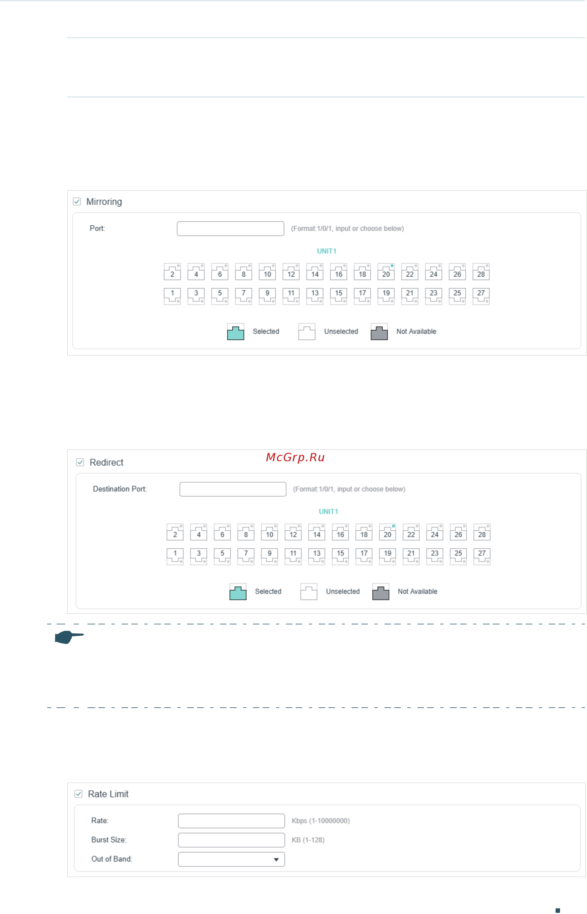 Tp-Link T1600G-52TS V4 [708/958] In the policy section enable or disable the mirroring feature for the matched packets with this option enabled choose a destination port to which the packets will be mirrored