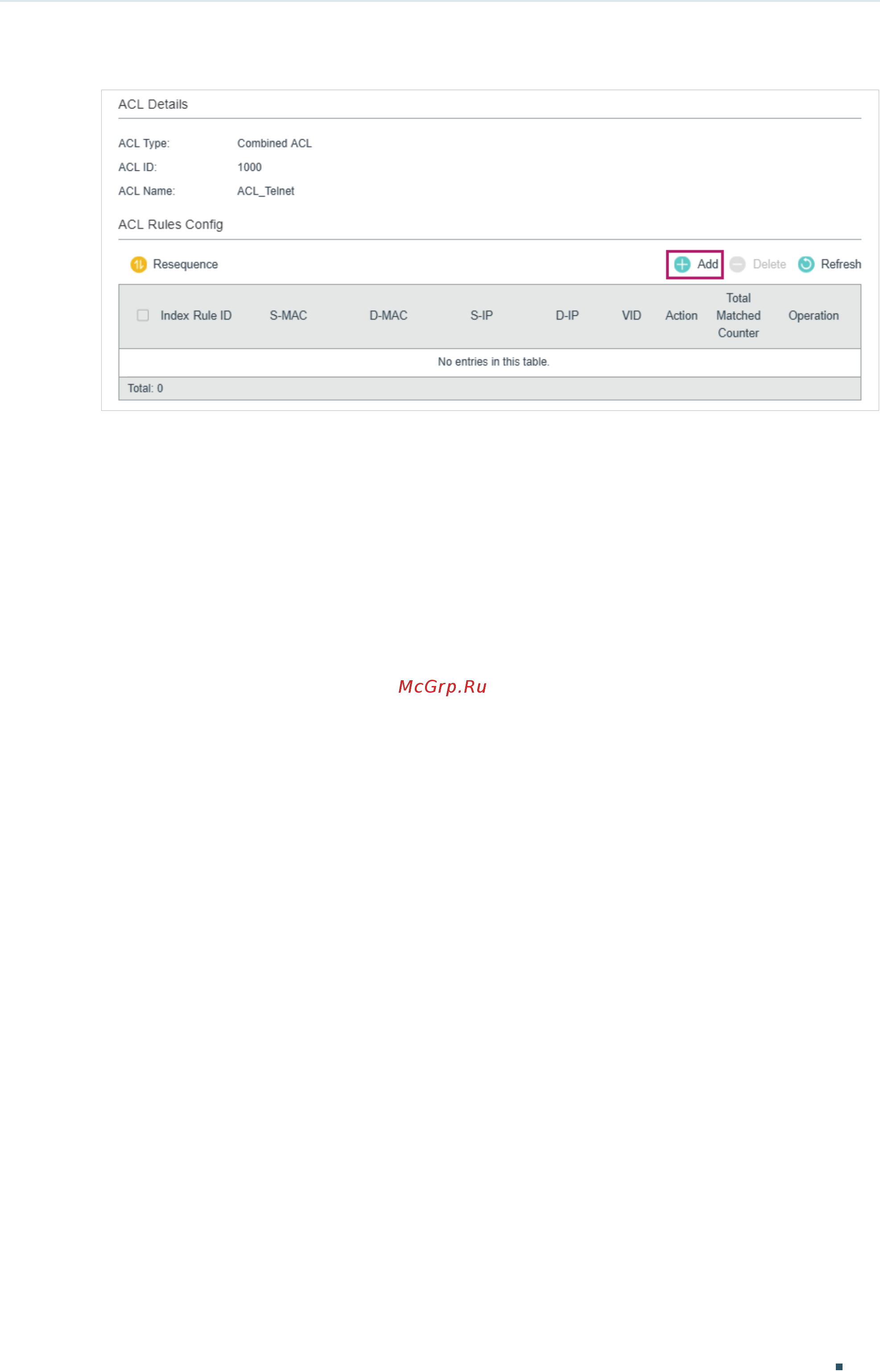 Tp-Link T1600G-52TS V4 [743/958] Configure rule 5 to permit packets with the source mac address 6c 62 6d f5 ba 48 and destination port tcp 23 telnet service port