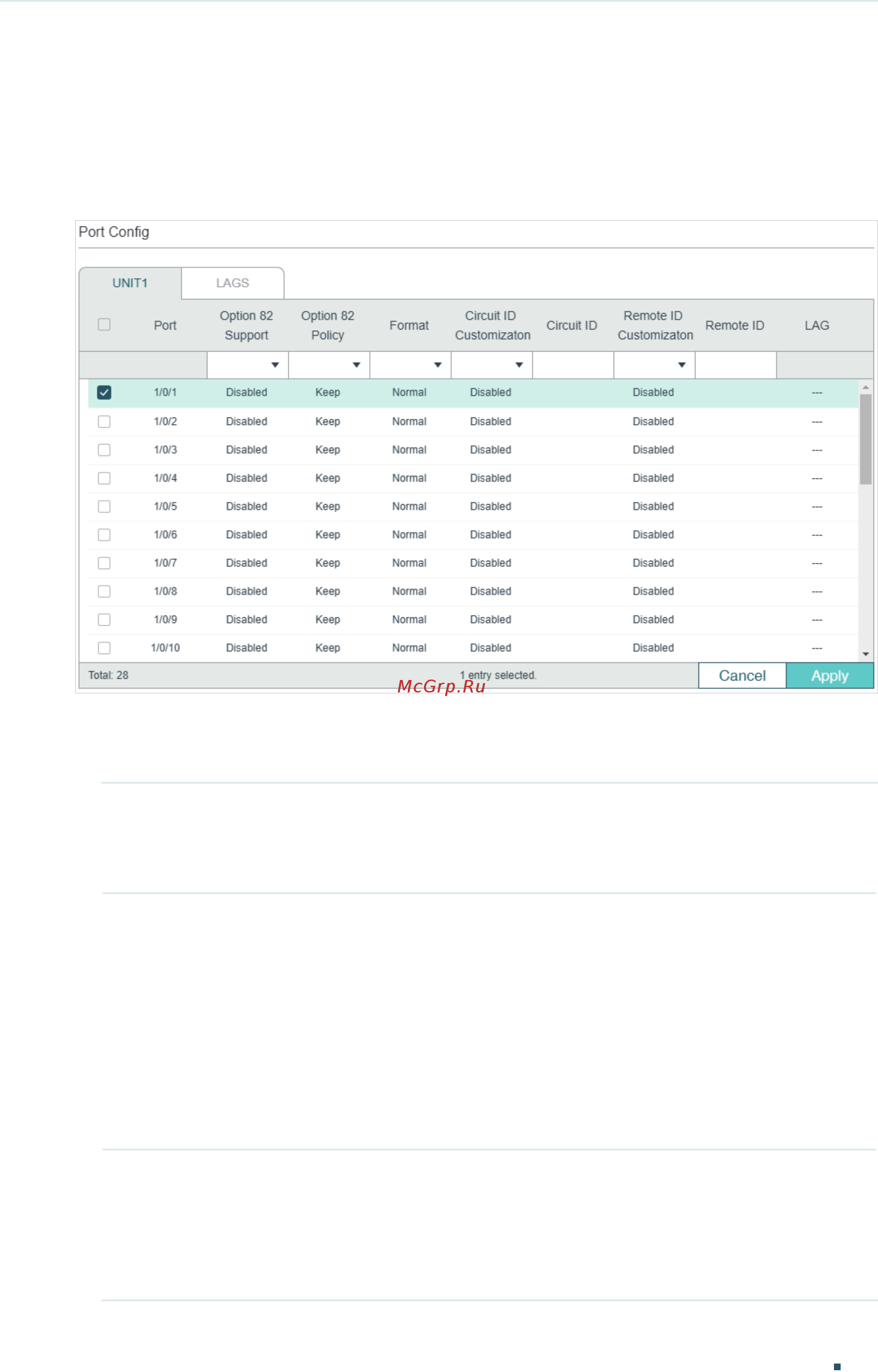 Tp-Link T1700X-16TS V3 [454/916] Configuring option 82 for ports