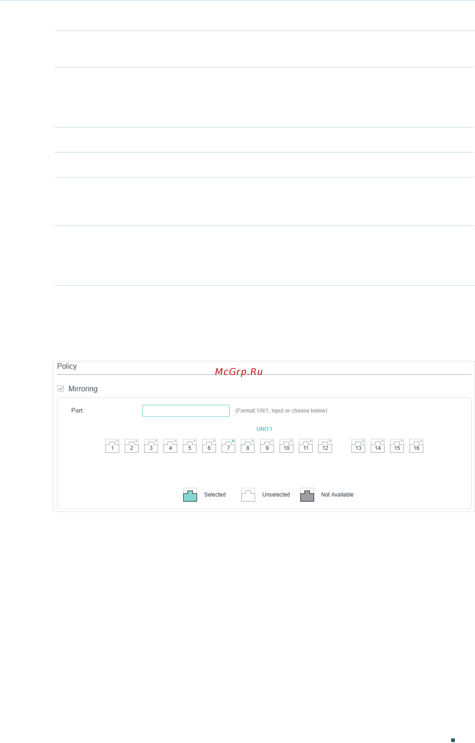 Tp-Link T1700X-16TS V3 [654/916] In the policy section enable or disable the mirroring feature for the matched packets with this option enabled choose a destination port to which the packets will be mirrored