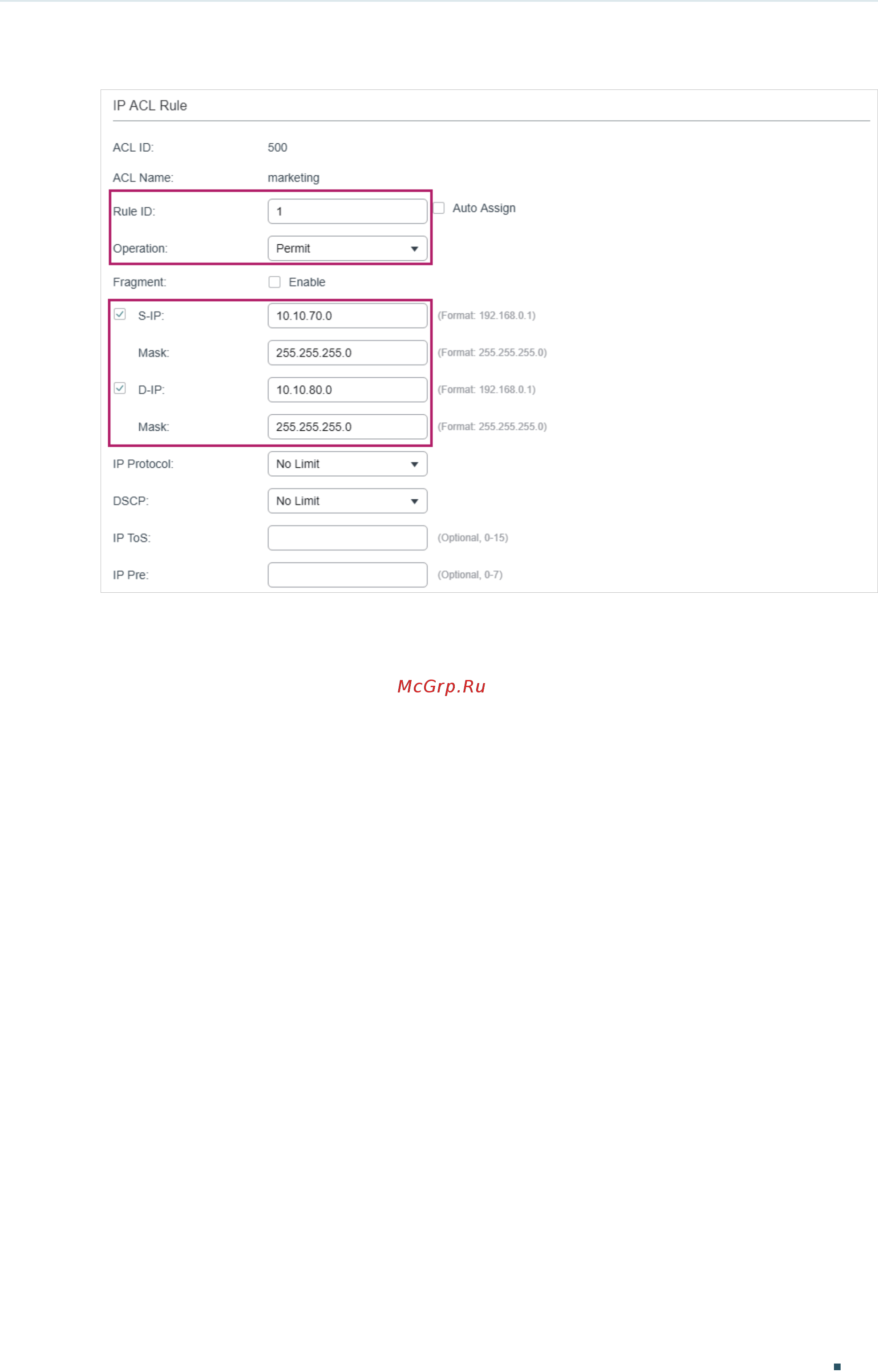 Tp-Link T1700X-16TS V3 [694/916] In the same way configure rule 2 and rule 3 to permit packets with source ip 10 0 0 and destination port tcp 80 http service port and tcp 443 https service port