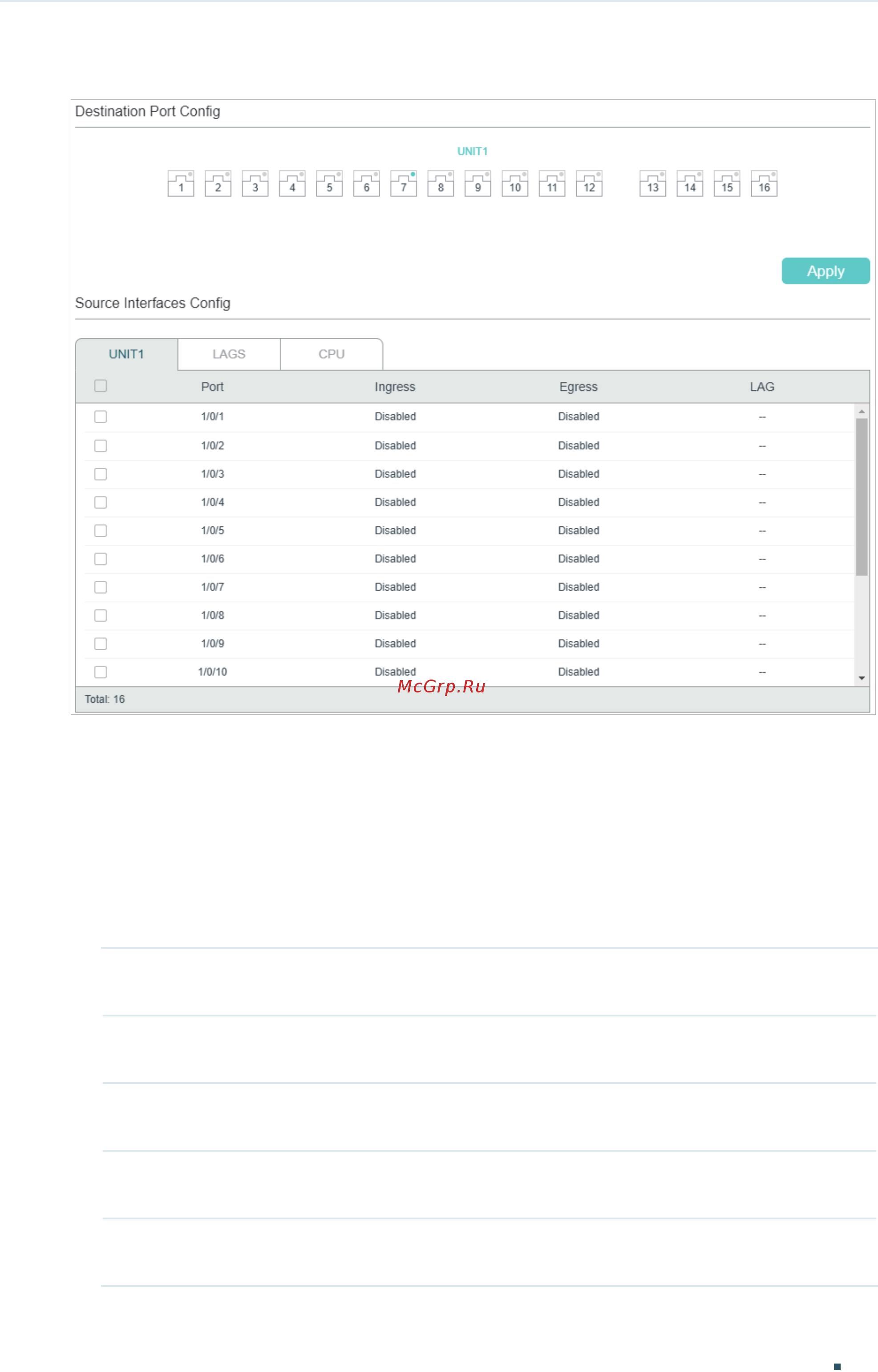 Tp-Link T1700X-16TS V3 [820/916] In the destination port config section specify a destination port for the mirroring session and click apply