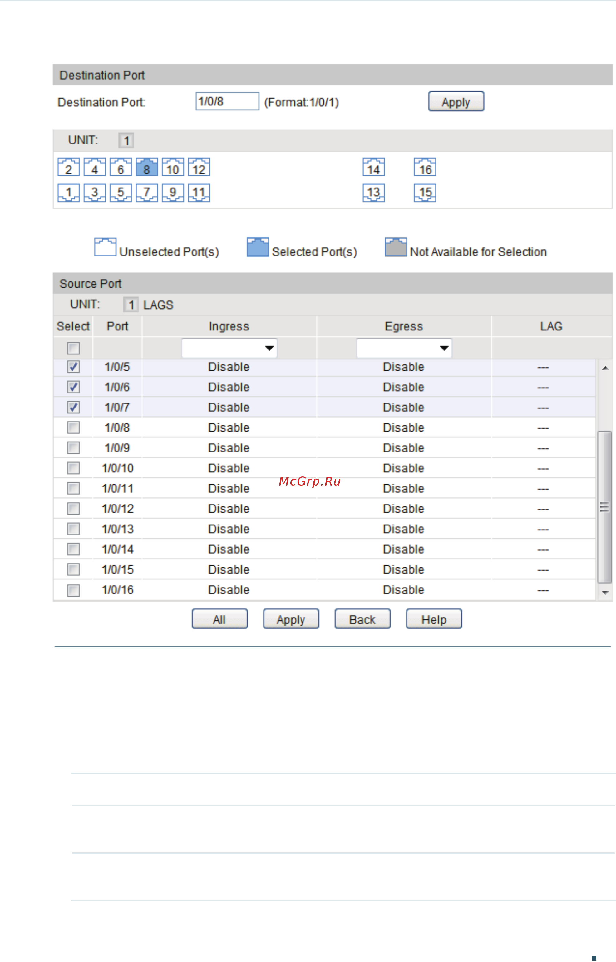 Tp-Link T1700X-16TS V2 [106/764] In the destination port section specify a monitoring port for the mirror session and click apply