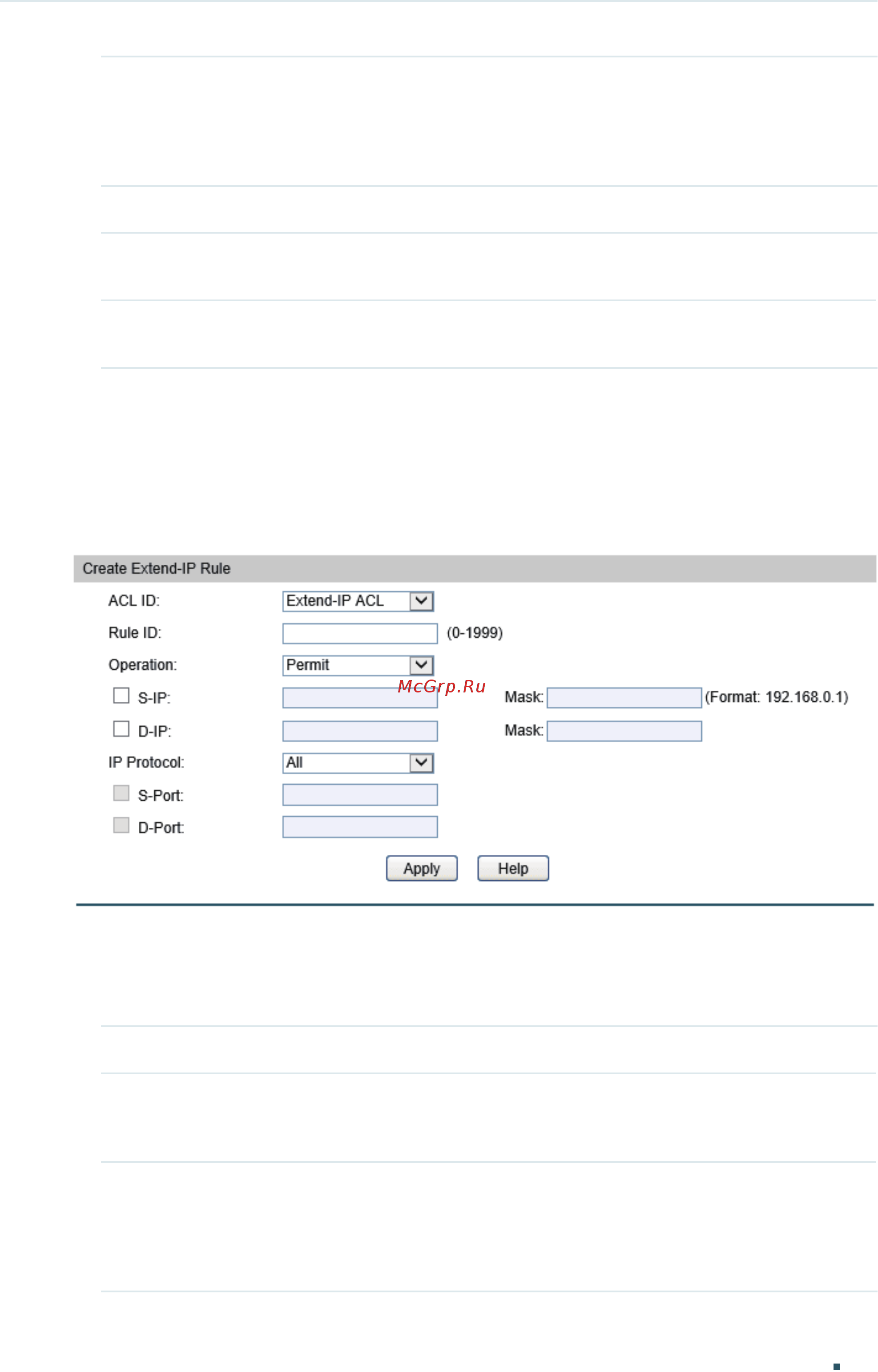 Tp-Link T1700X-16TS V2 [538/764] Select an extend ip acl from the drop down list enter a rule id and specify the operation for the matched packets