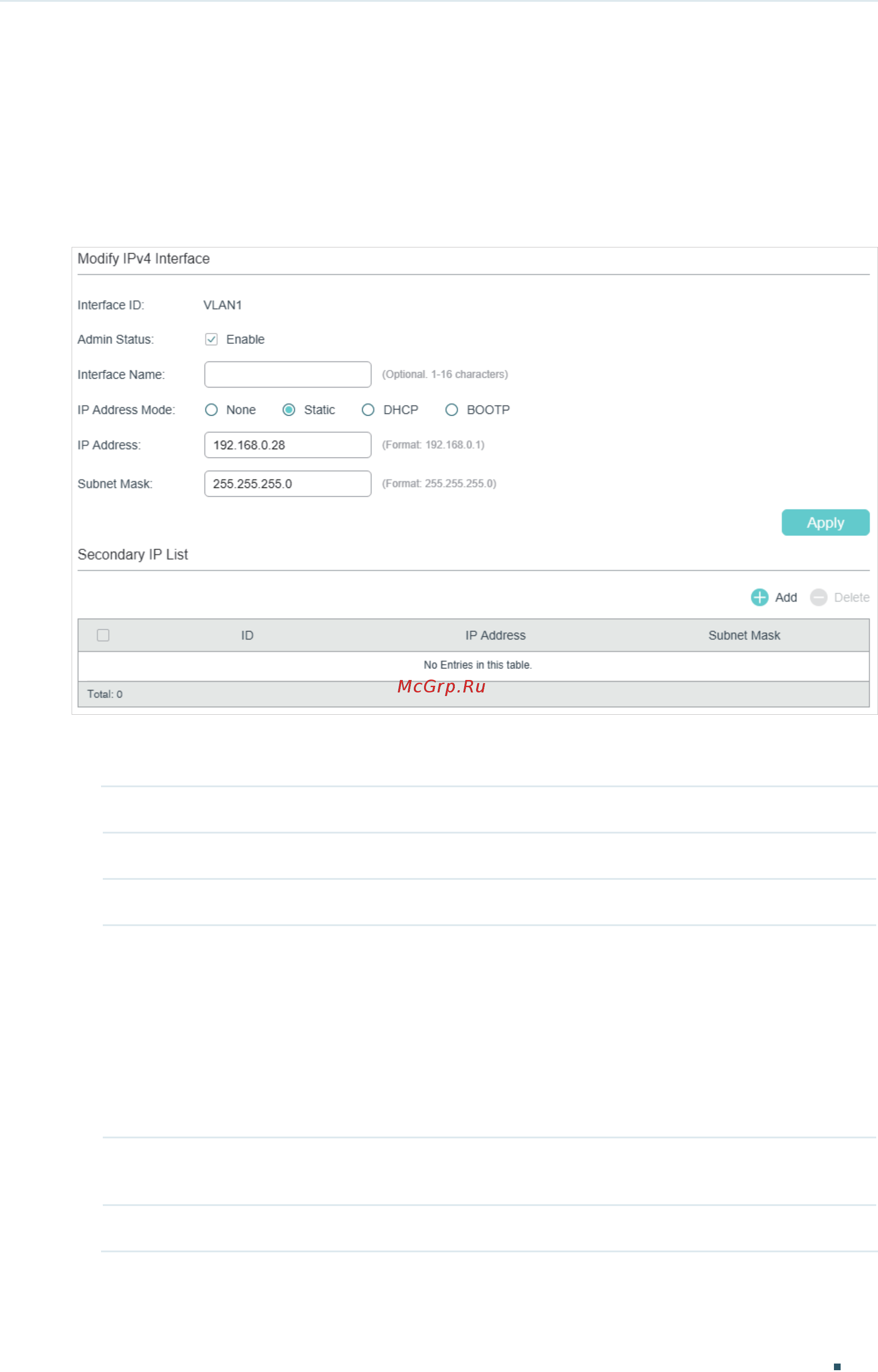 Tp-Link T1700G-28TQ V3 [416/930] Configuring ipv4 parameters of the interface