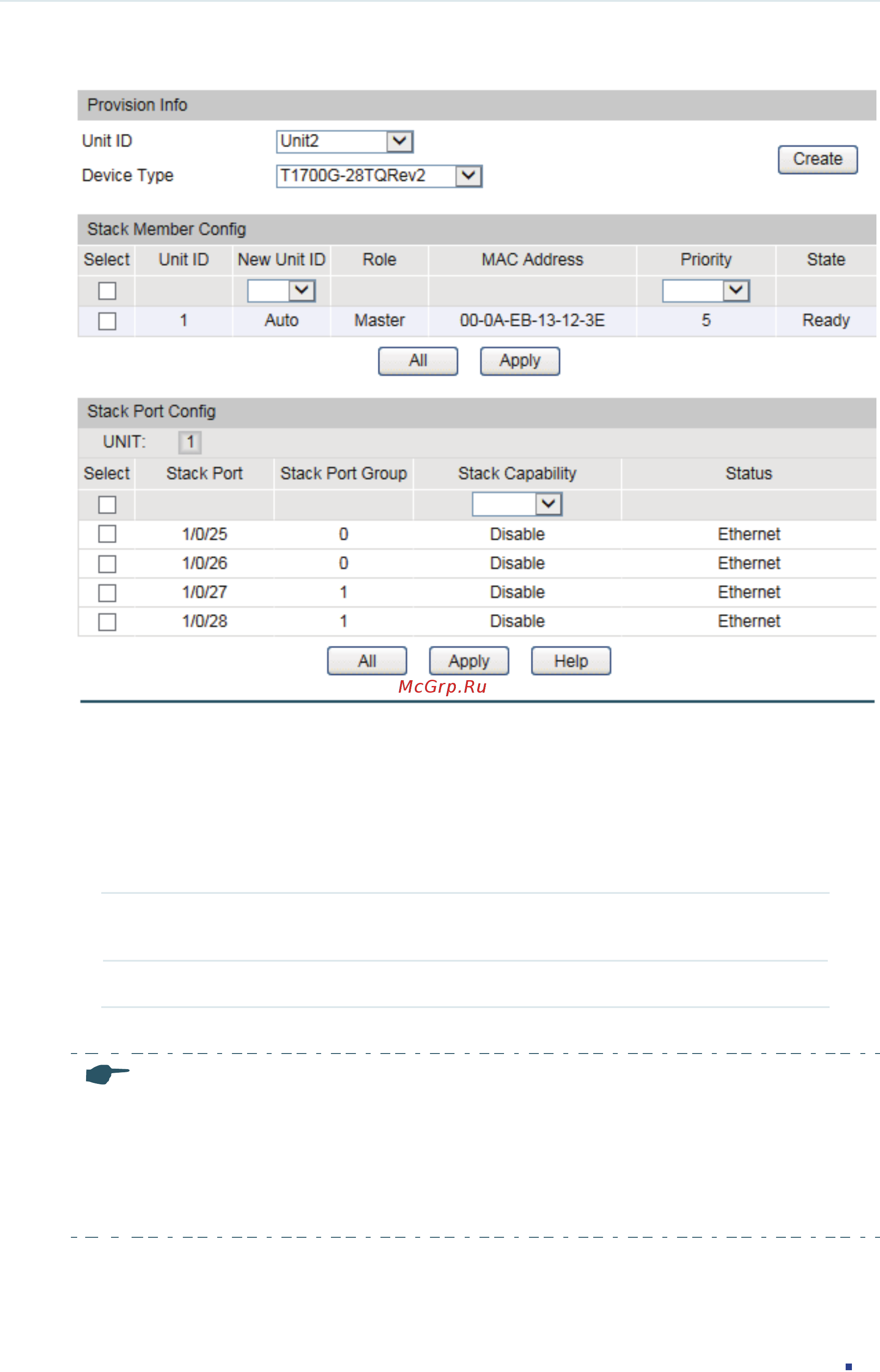 Tp-Link T1700G-28TQ V2 [105/772] You can use the provision feature to pre configure a new switch before it joins the stack