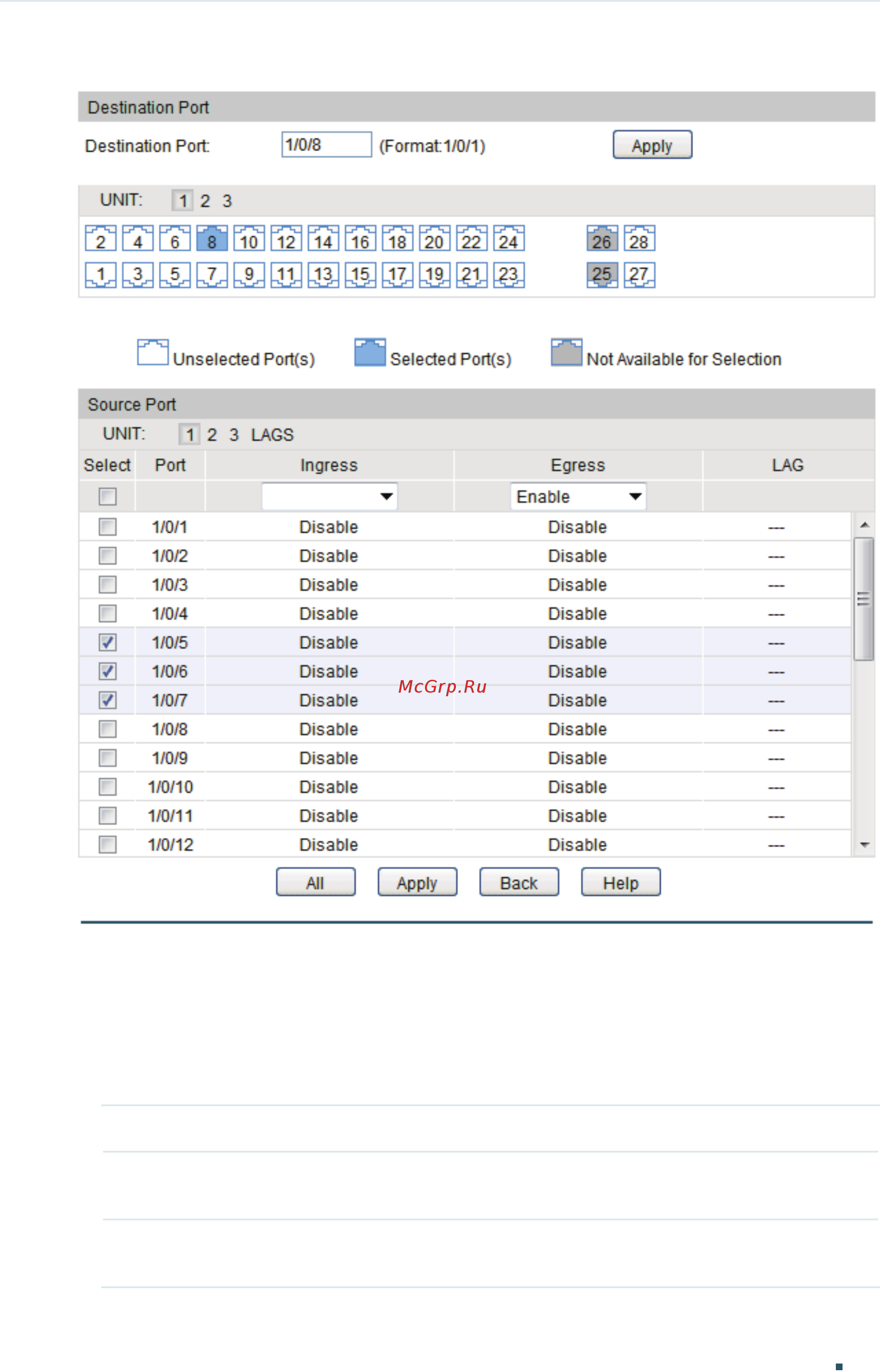 Tp-Link T1700G-28TQ V2 [131/772] In the source port section select one or multiple monitored ports for configuration then set the parameters and click apply
