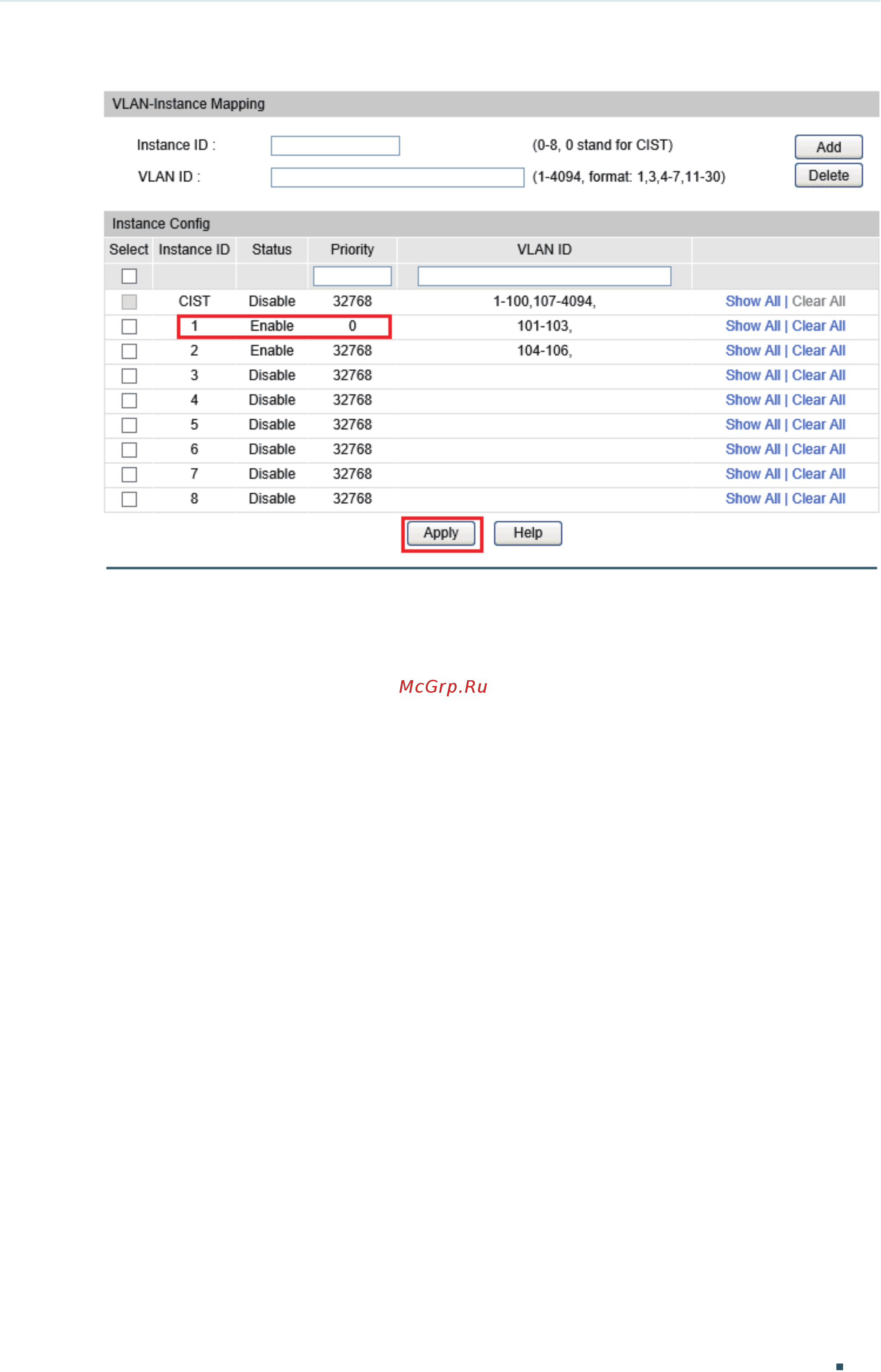 Tp-Link T1700G-28TQ V2 [301/772] Instance port config to load the following page set the path cost of port 1 0 2 in instance 2 as 400000