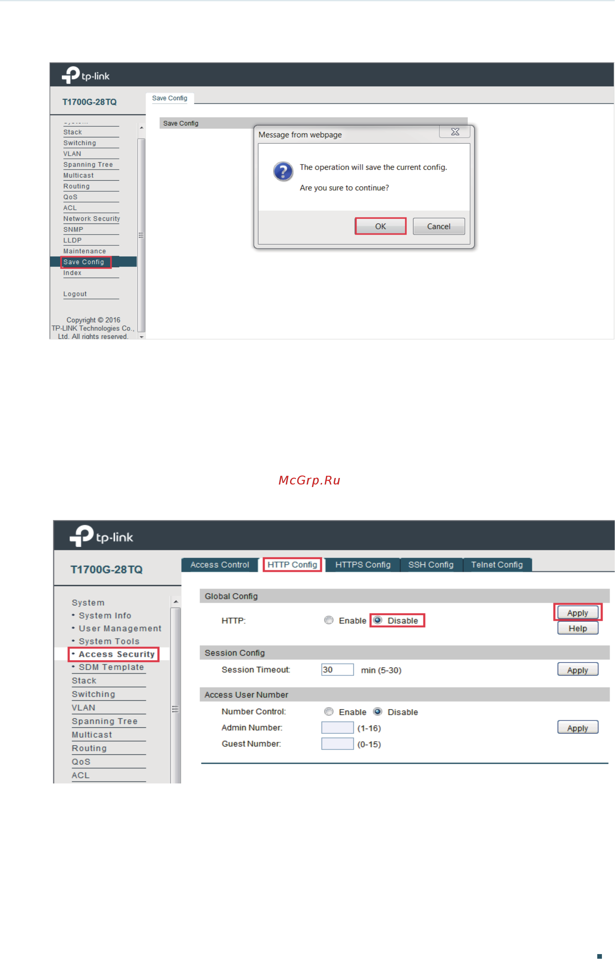 Tp-Link T1700G-28TQ V2 [32/772] You can shut down the http server or https server to block any access to the web interface