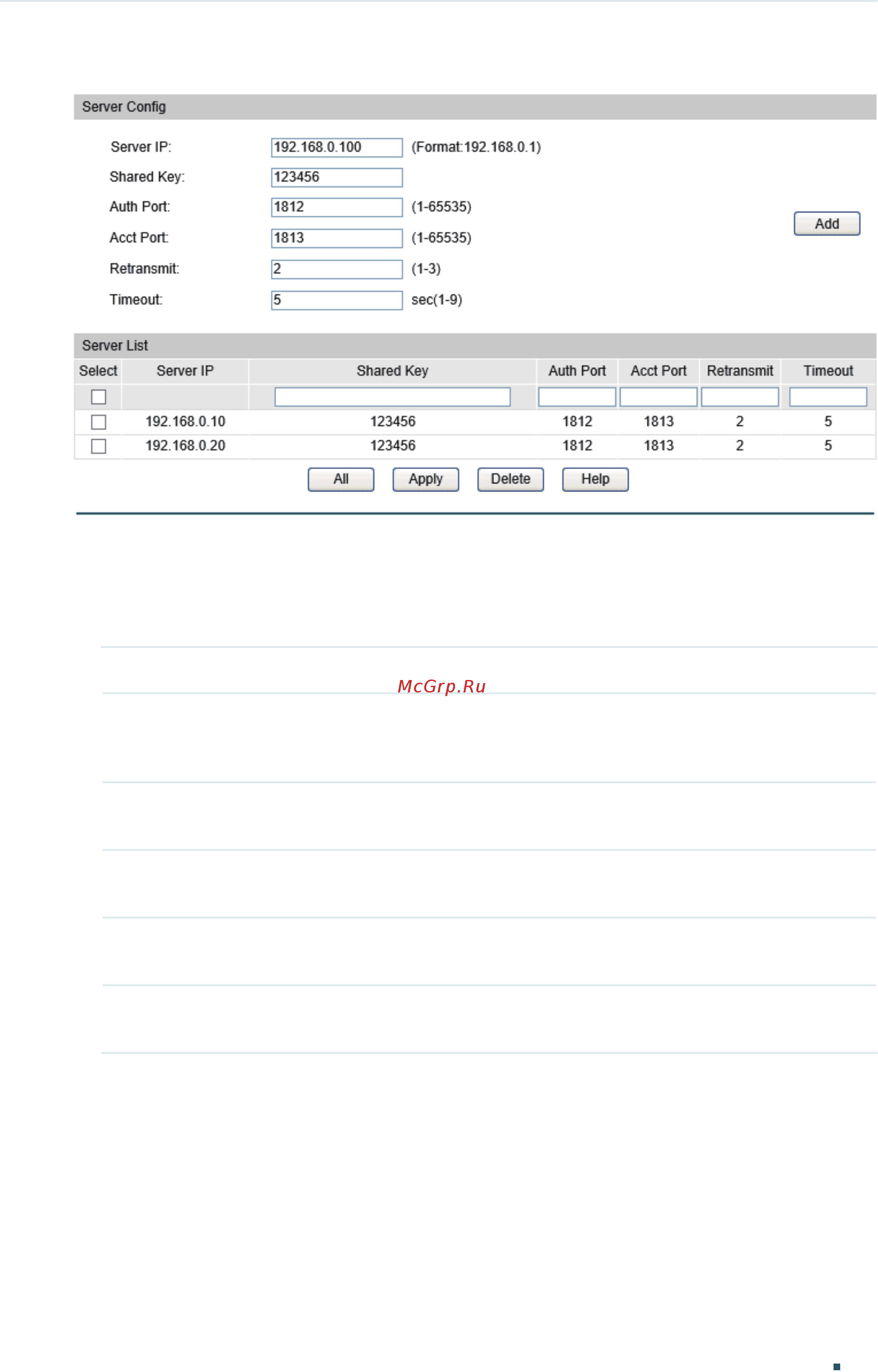 Tp-Link T1700G-28TQ V2 [604/772] You can configure the radius servers for authentication and accounting if multiple radius servers are available you are suggested to add them to different server groups respectively for authentication and accounting