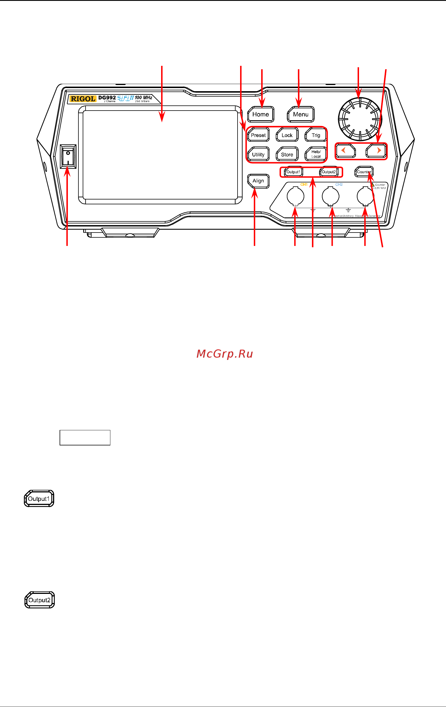 Rigol DG992 [18/146] Front panel overview
