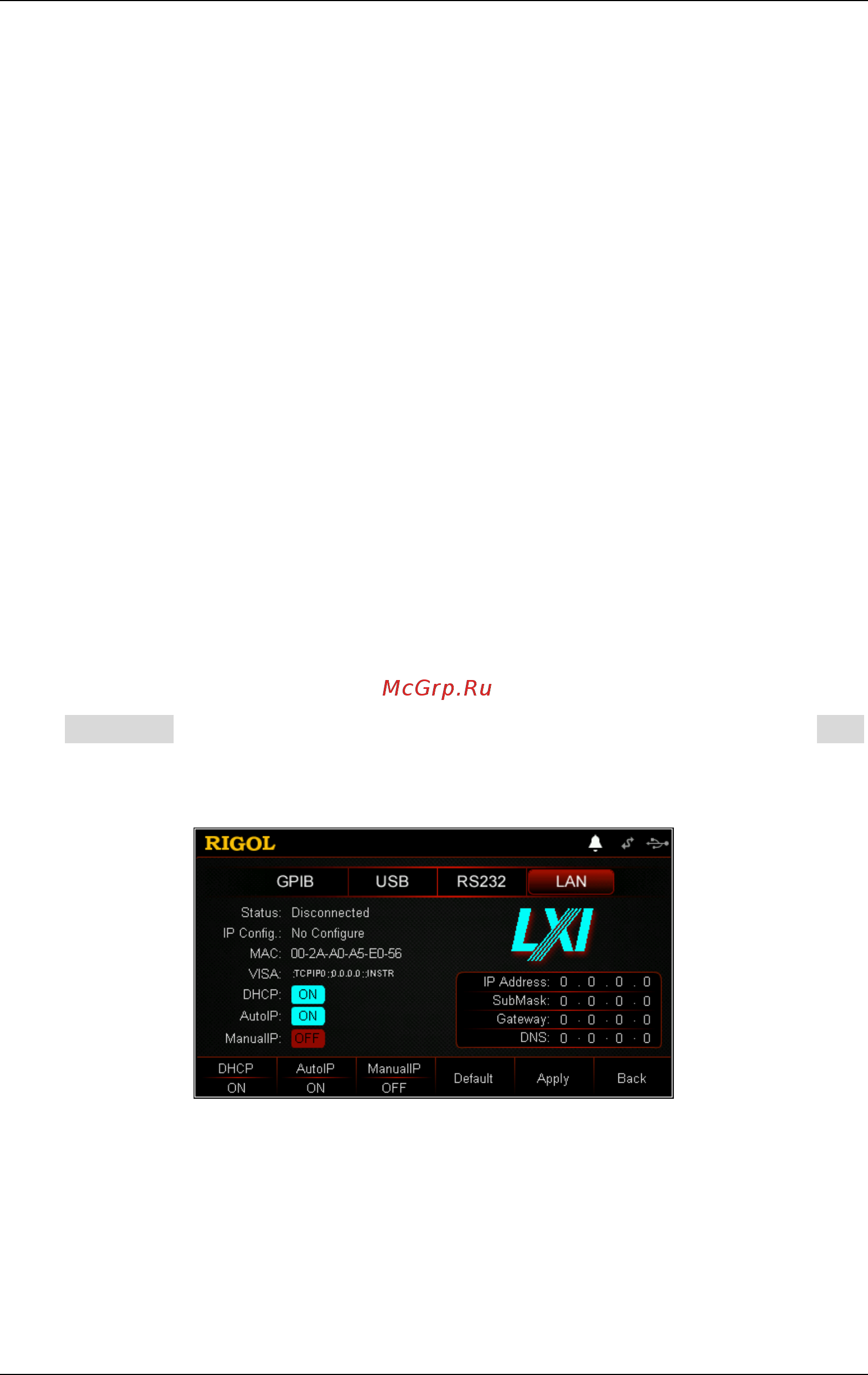 Rigol DL3021A [129/163] Set the parameters for the lan interface