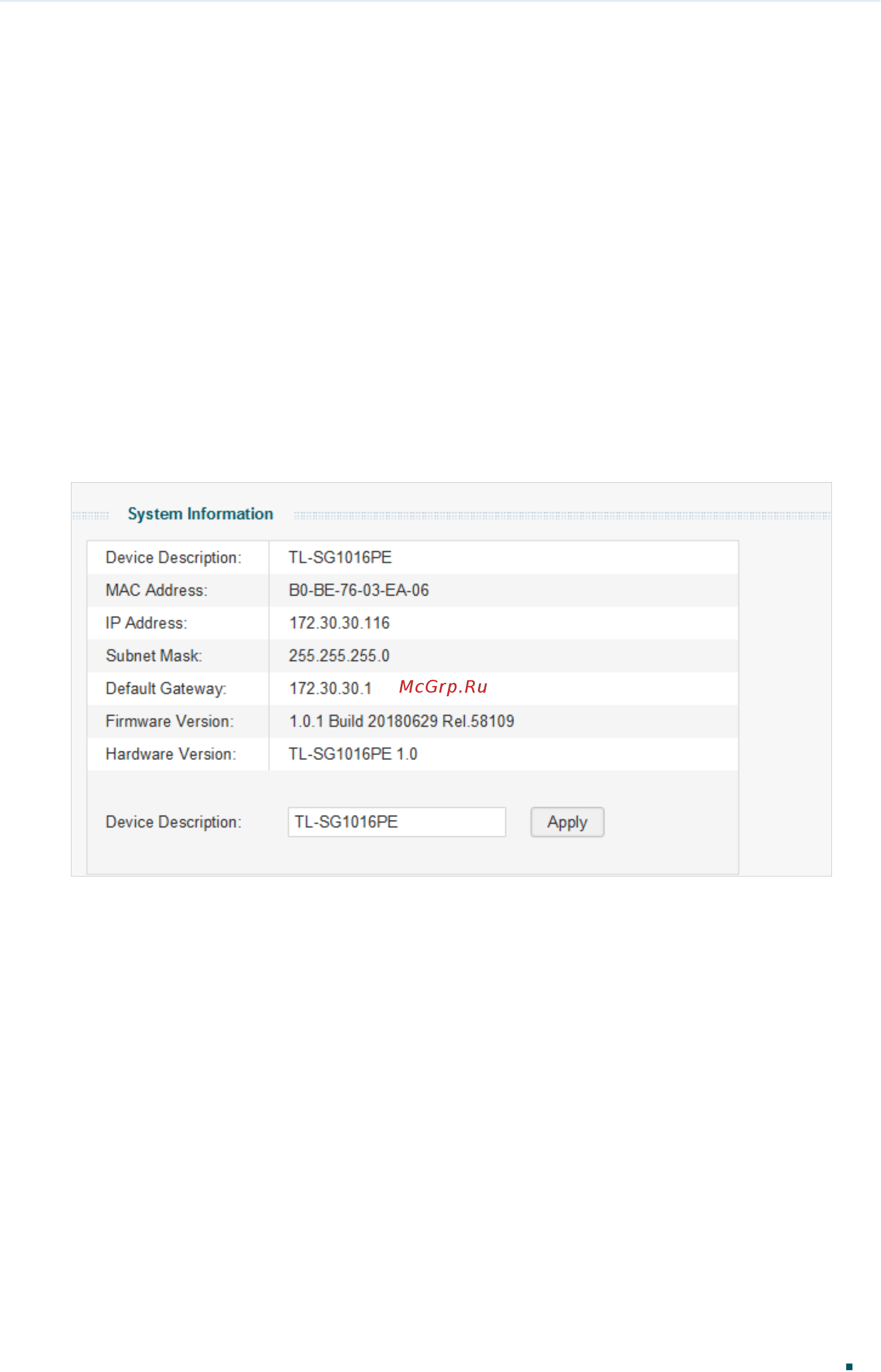 Tp-Link TL-SG1016DE V3 [20/84] Configuring system info
