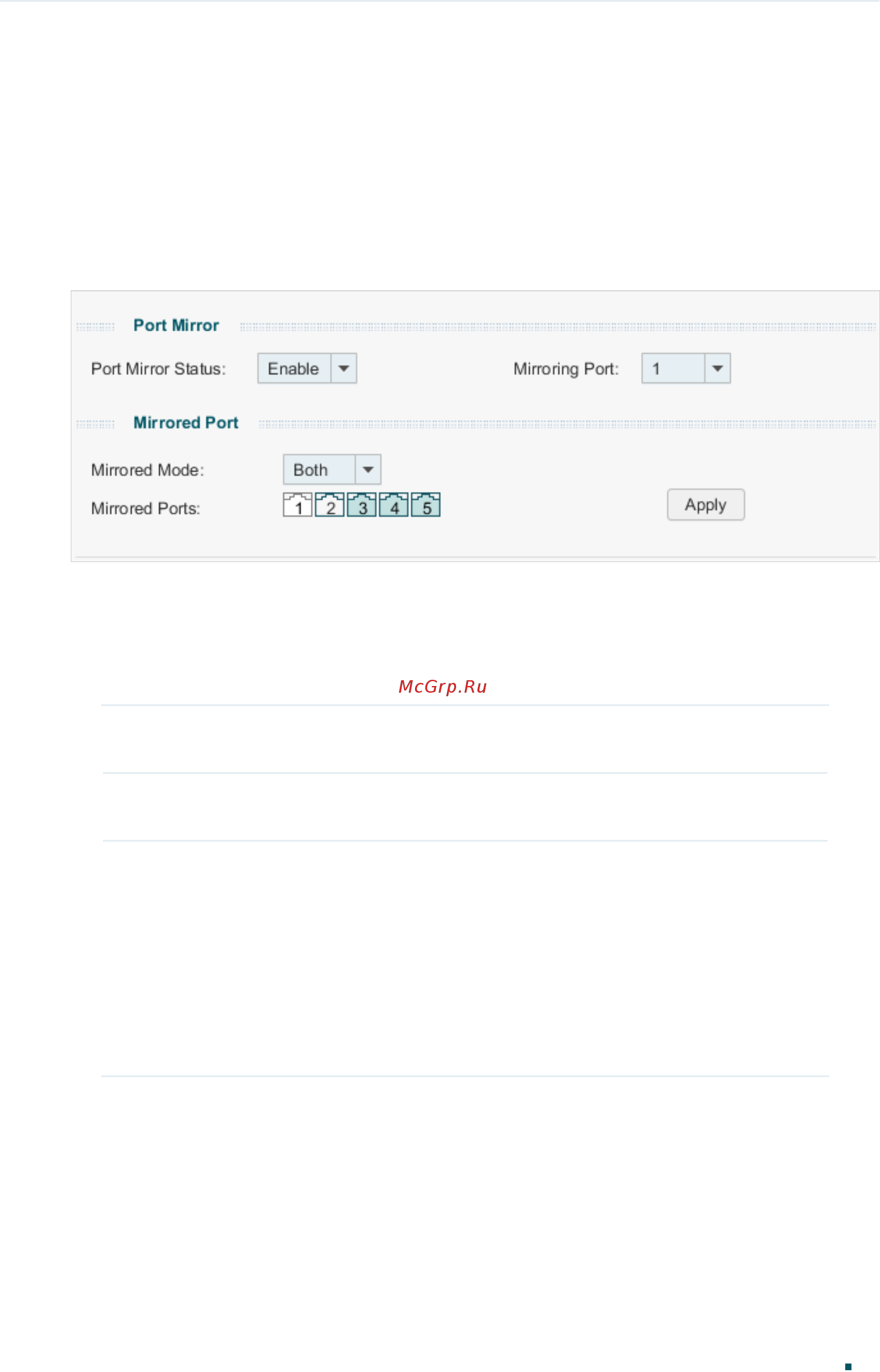 Tp-Link TL-SG1016DE V3 [48/84] In the port mirror section select the port mirror status as enable specify the mirroring port in the mirrored port section select a mirrored mode according to your needs...