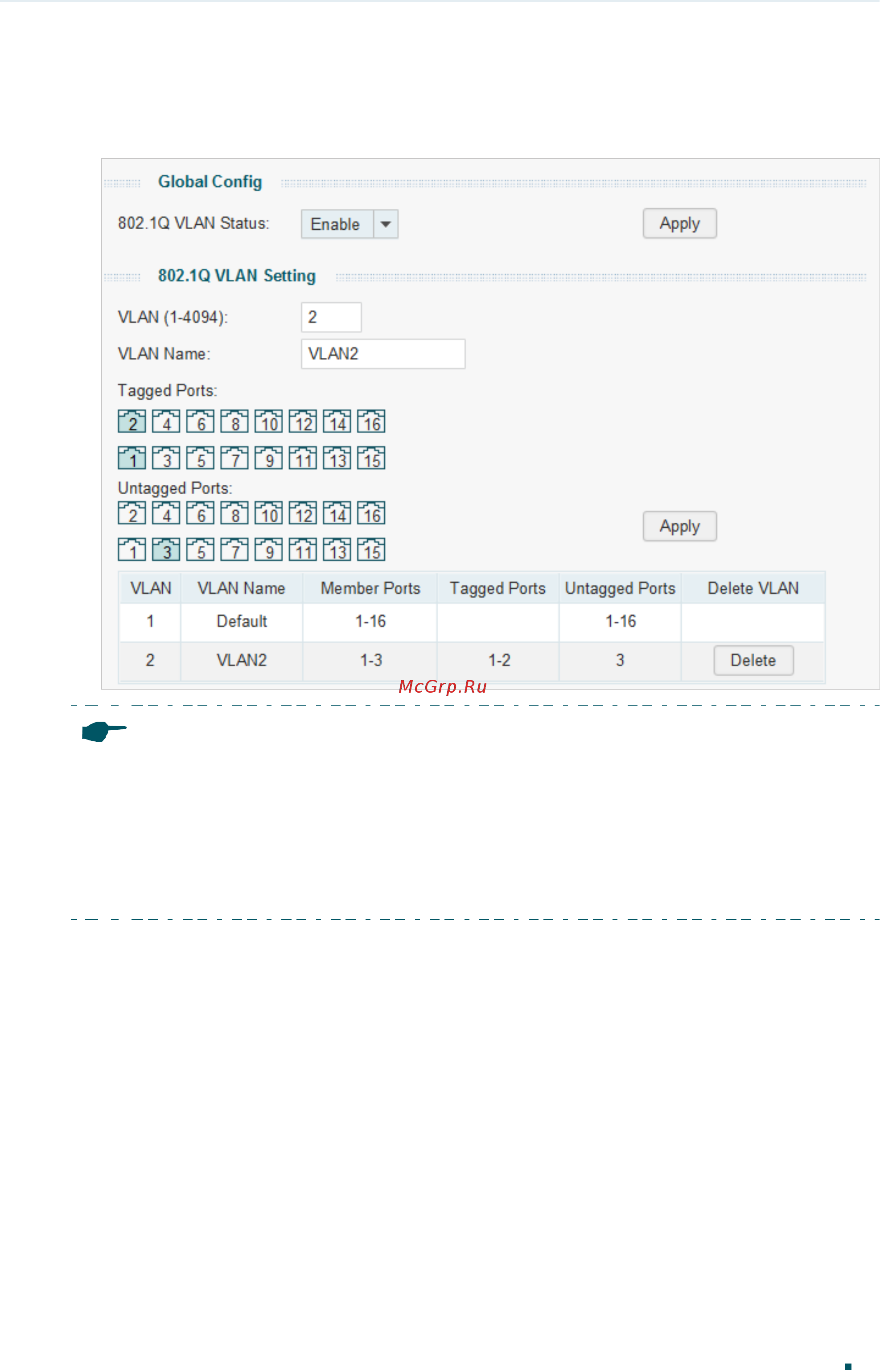 Tp-Link TL-SG1016DE V3 [60/84] You can verify the configuration result of 802 q vlan in the table you can delete a vlan as you wish by selecting the vlan and clicking delete