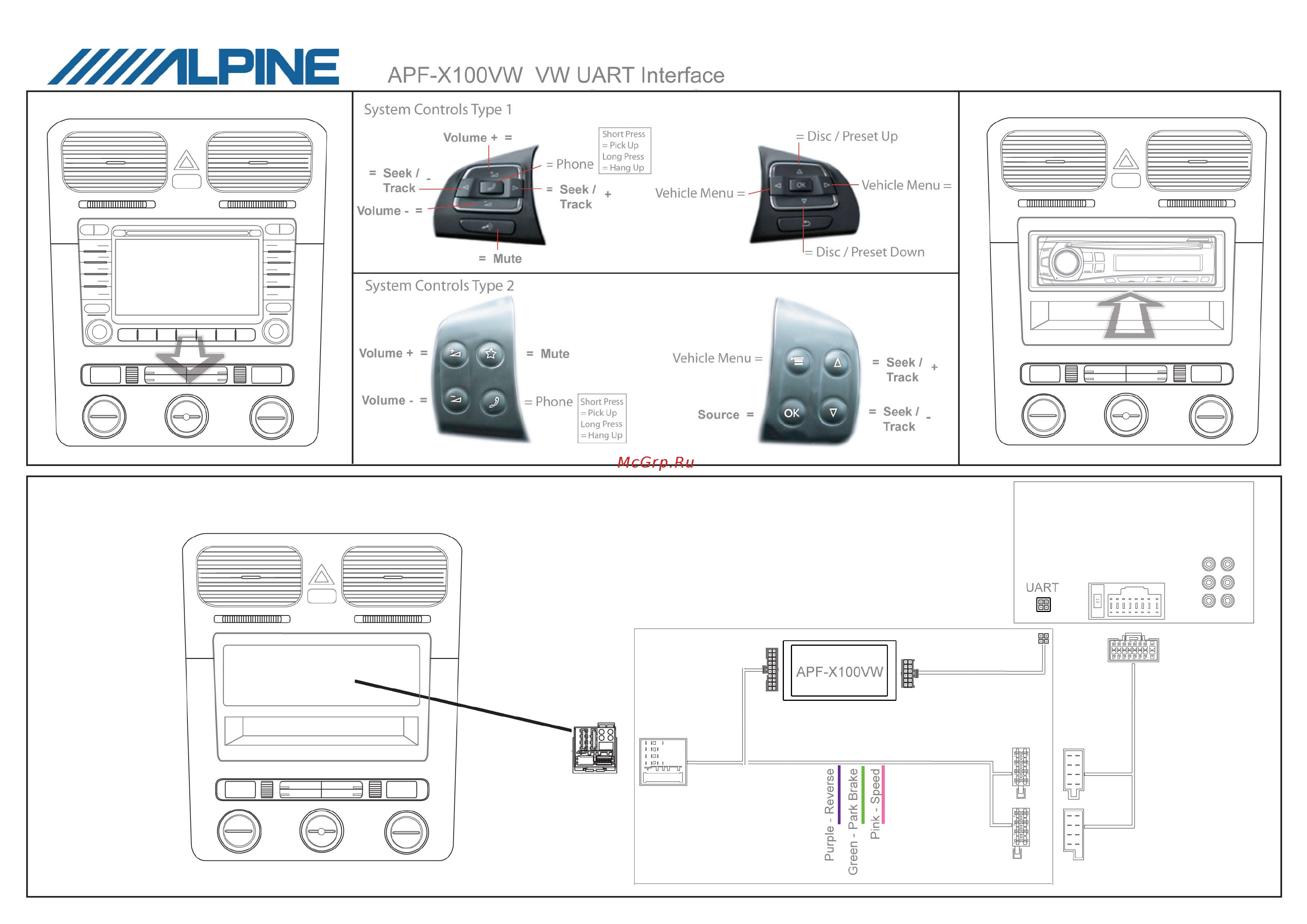 Alpine APF-X100VW Схема подключения онлайн