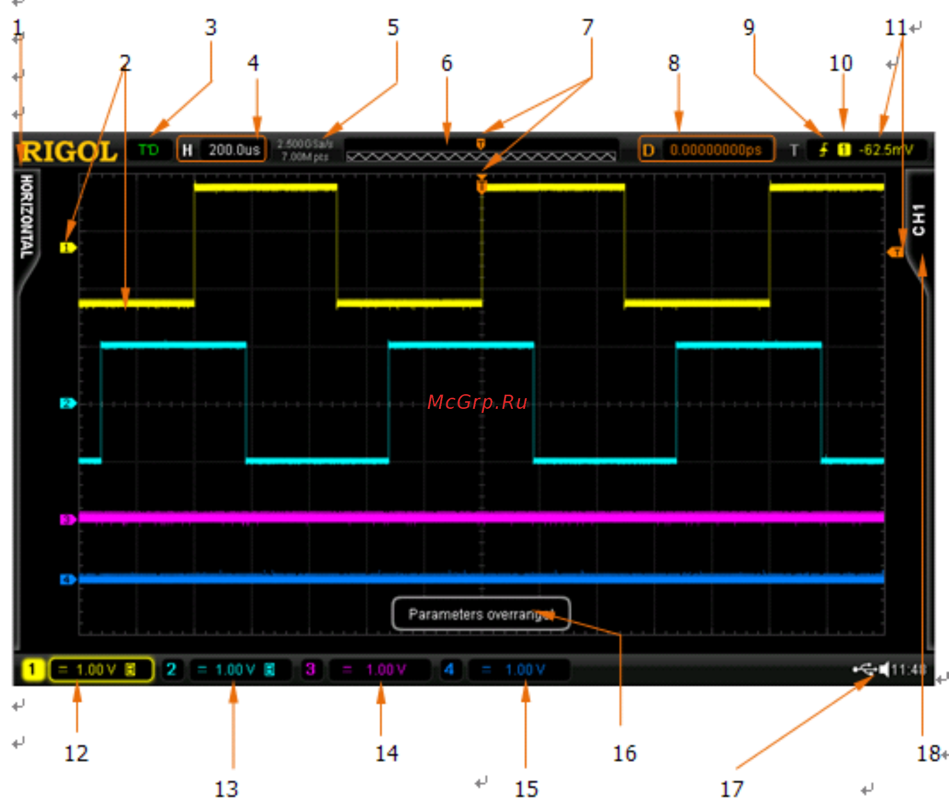 Rigol DS6064 [44/274] Интерфейс пользователя