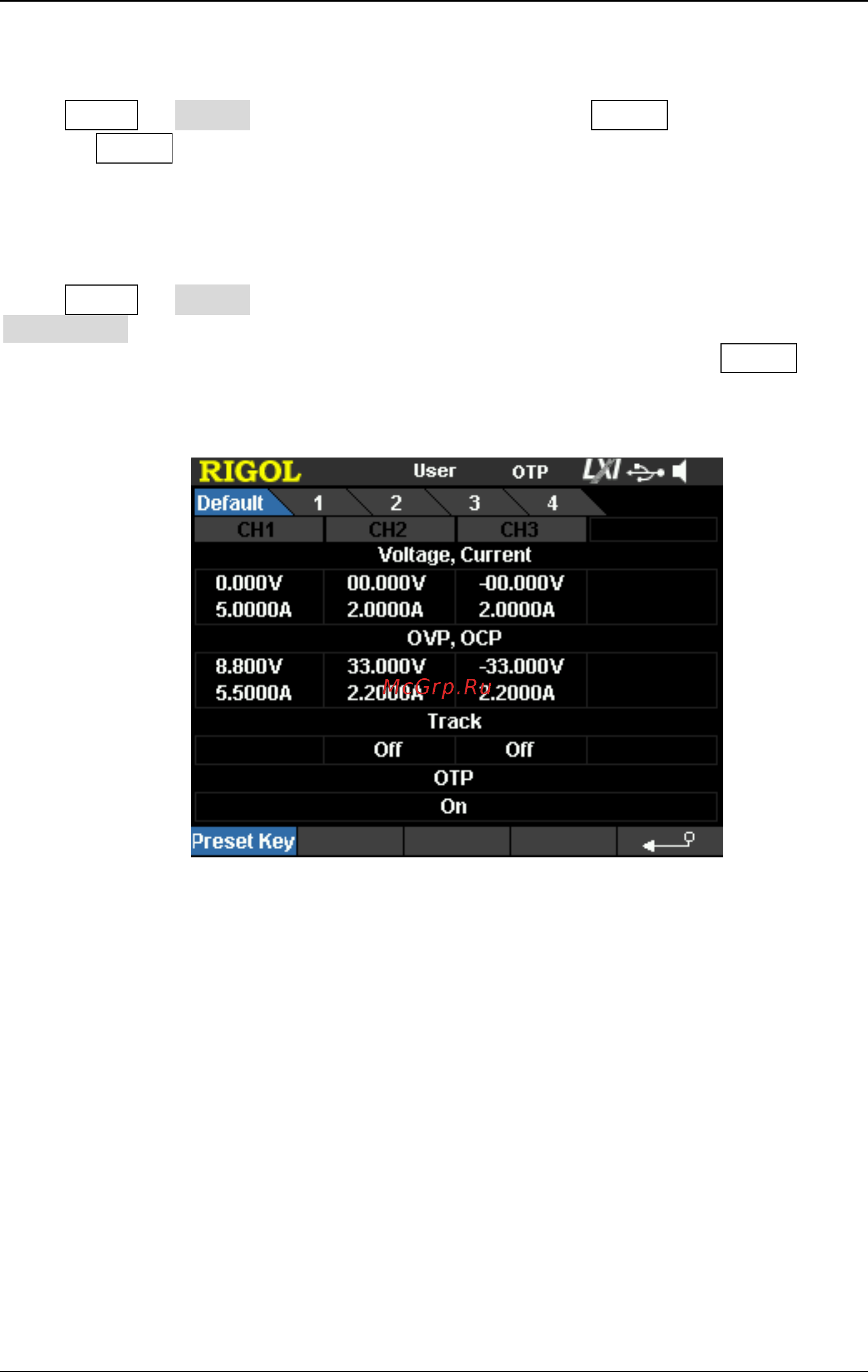 Rigol DP821A [117/146] Preset setting