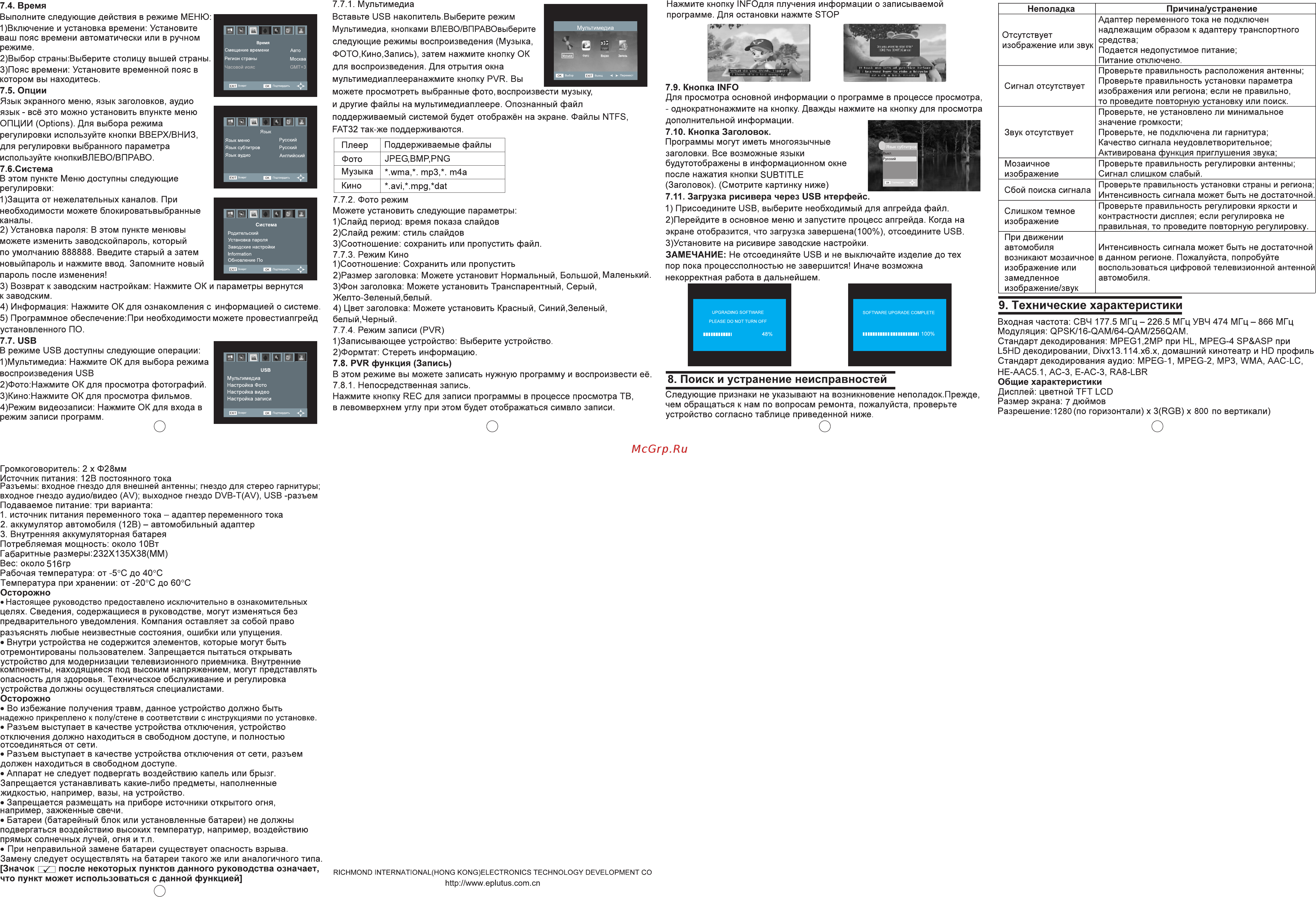 Eplutus EP-102T [2/2] Поиск и устранение неисправностей