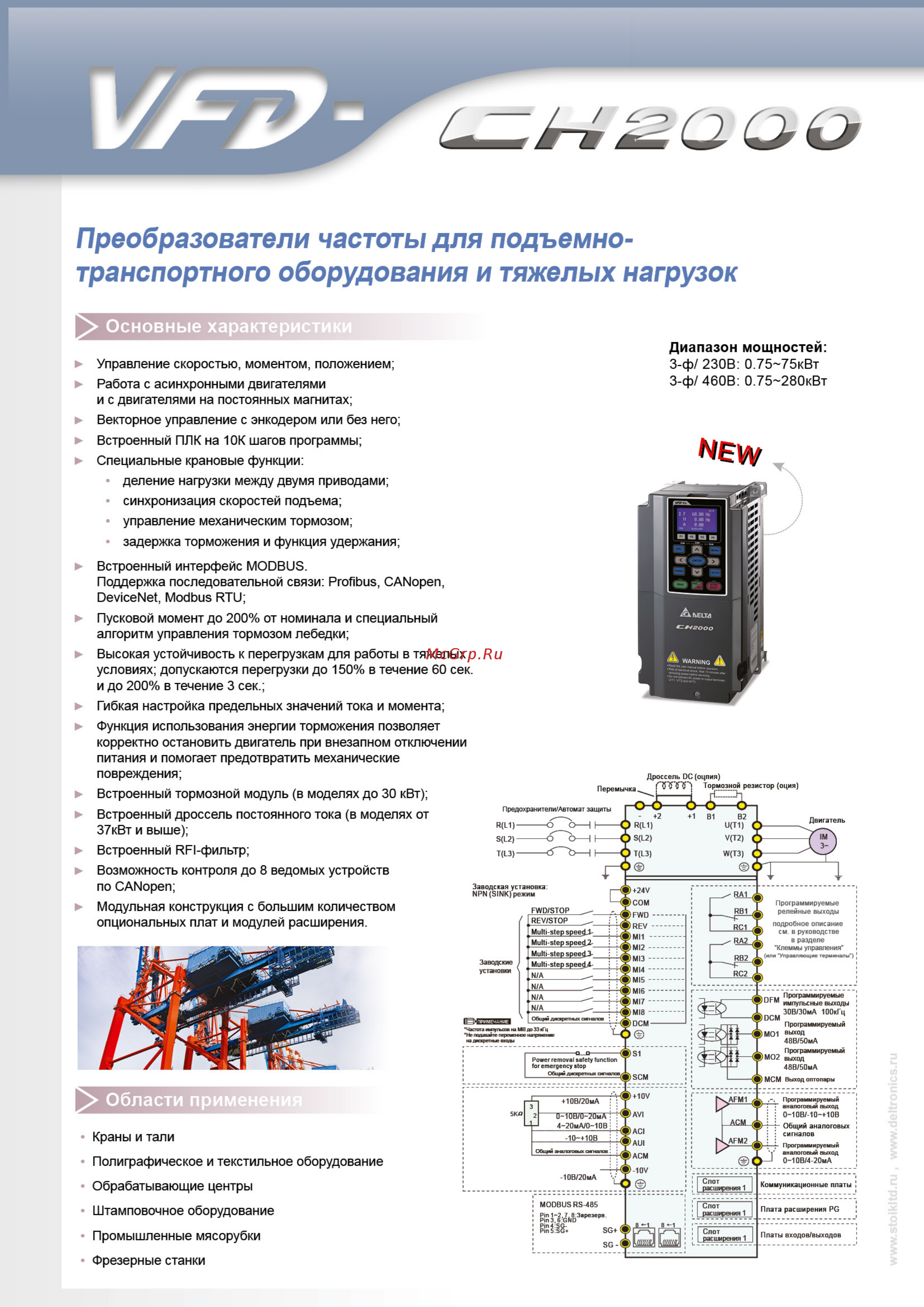 Delta Electronics VFD075C53A-21 [10/24] Преобразователи частоты для подъемно транспортного оборудования и тяжелых нагрузок