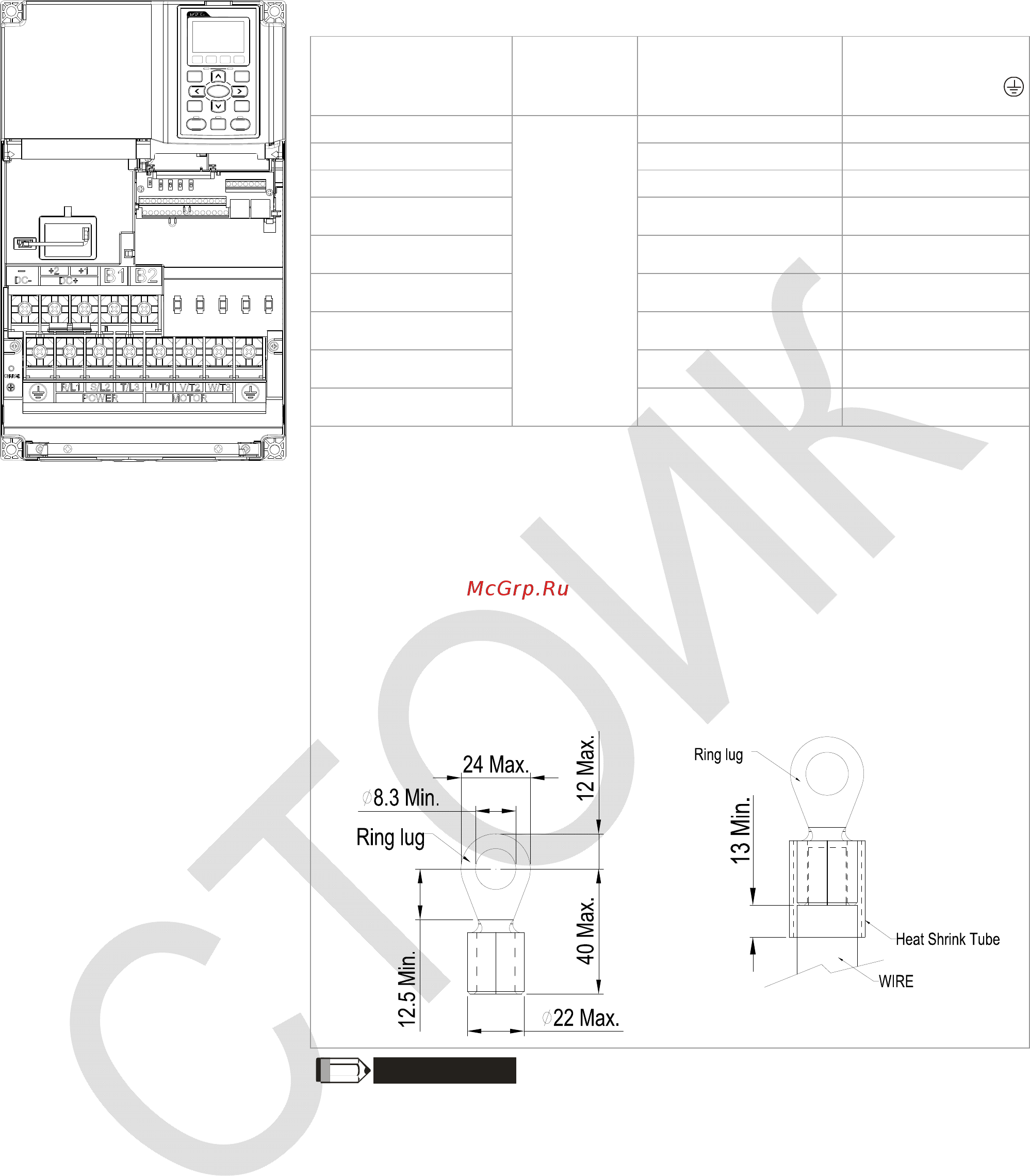 Delta Electronics VFD220CP4EB-21 [83/604] Силовые клеммы r l1 s l2 t l3 u t1 v t2 w t3 b1 b2 1 2
