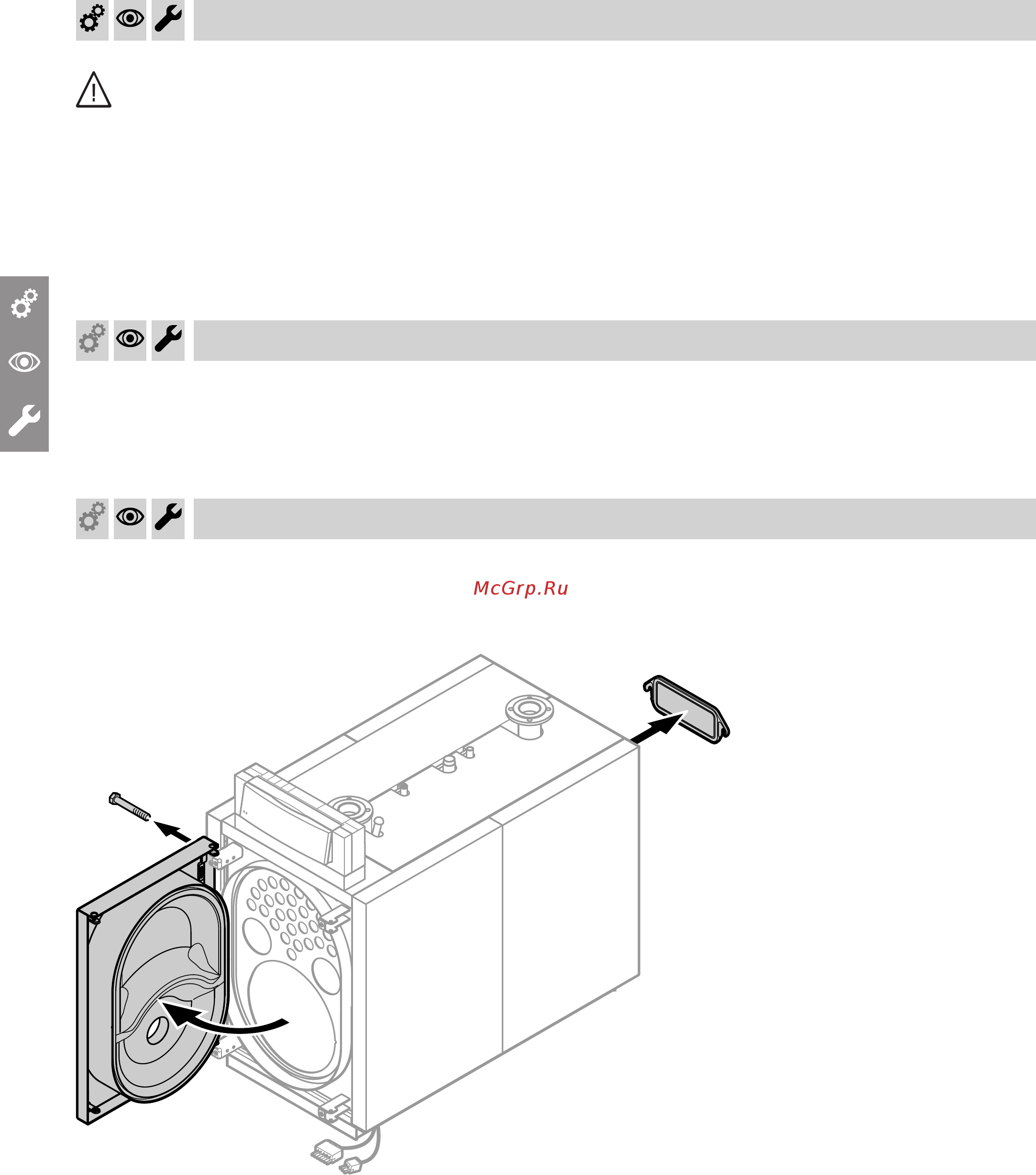 Viessmann Vitoplex 200 [8/28] Открытие дверцы котла и крышки отверстия для чистки