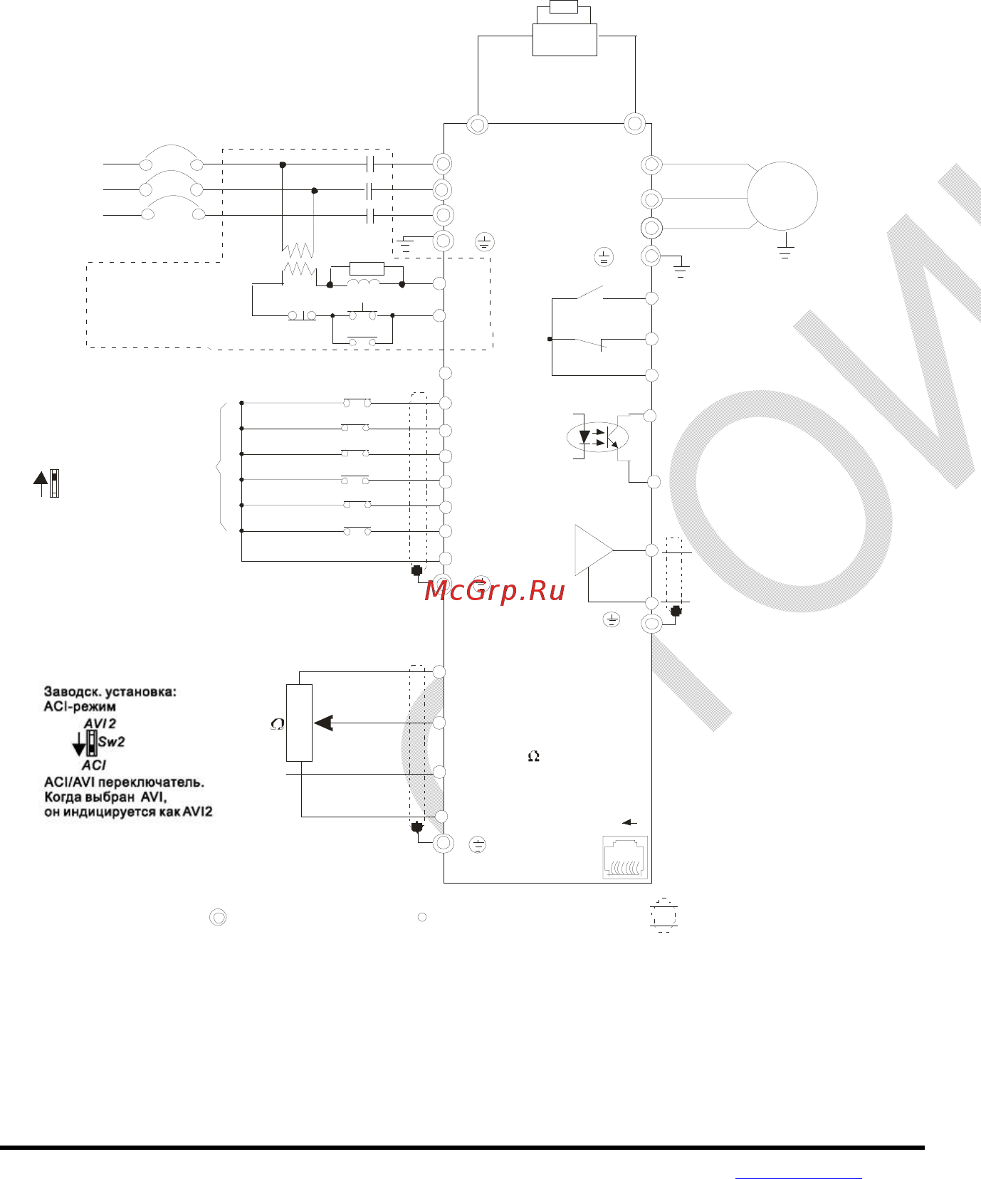 Delta Electronics VFD004E21T [30/342] Клеммы dcm и acm являются общими для управляющих цепей и не должны заземляться назначение контактов в разъеме rj 45 в моделях vfd e c см ниже