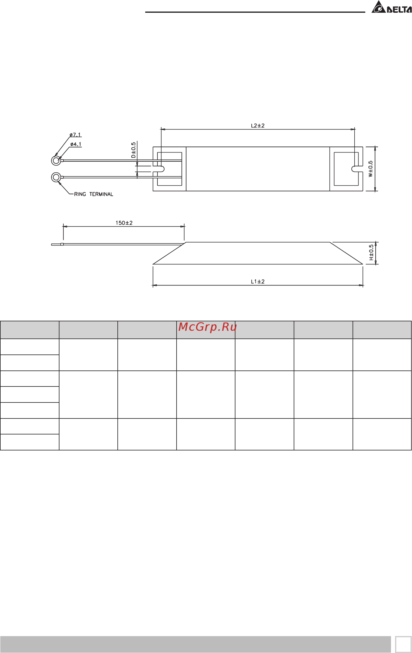 Delta Electronics VFD004EL21A [153/184] Модель l1 l2 h d w масса г