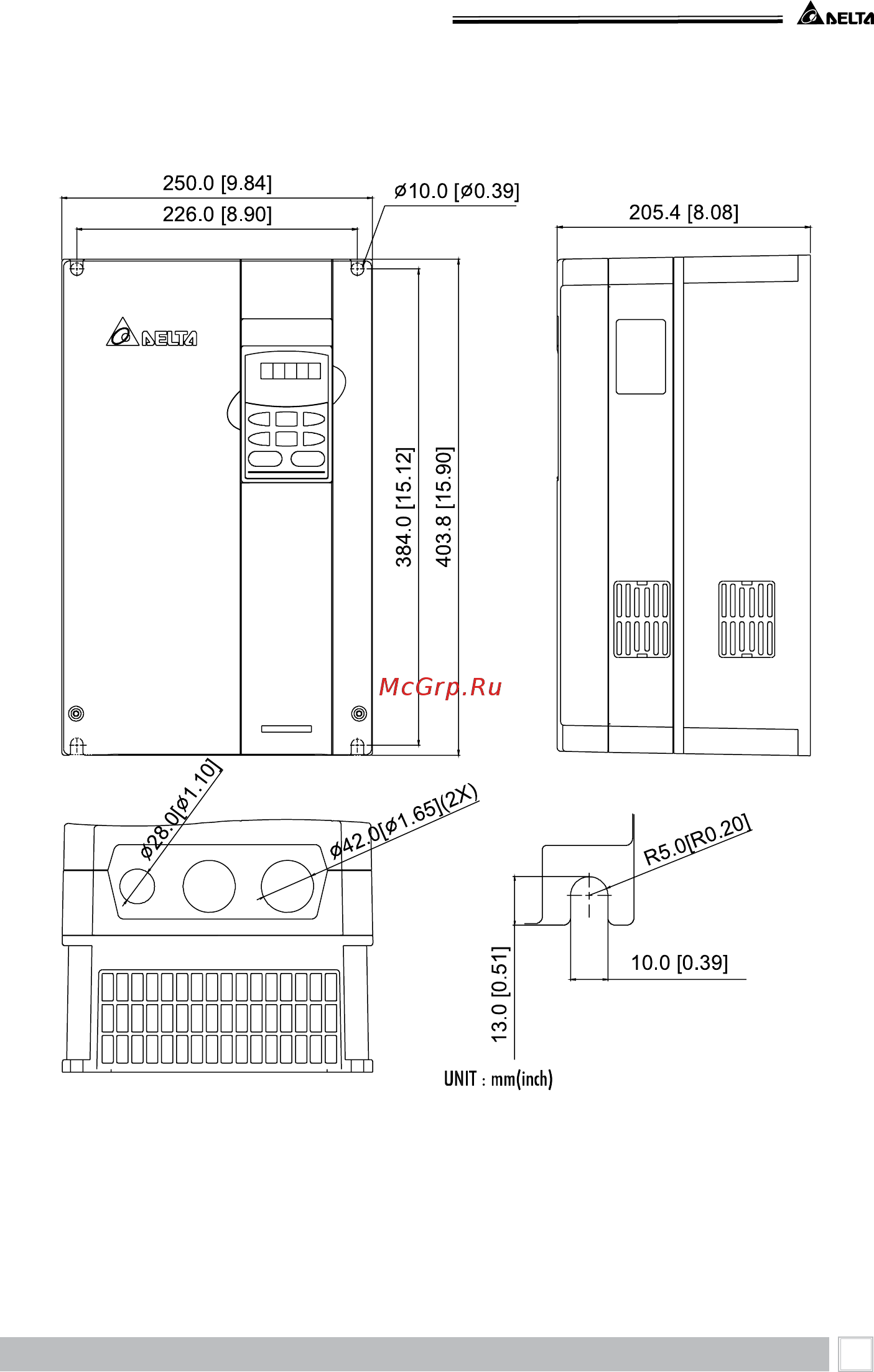 Delta Electronics VFD015B21A [19/208] Типоразмер d vfd150b23a 43a 53a vfd185b23a 43a 53a vfd220b23a 43a 53a