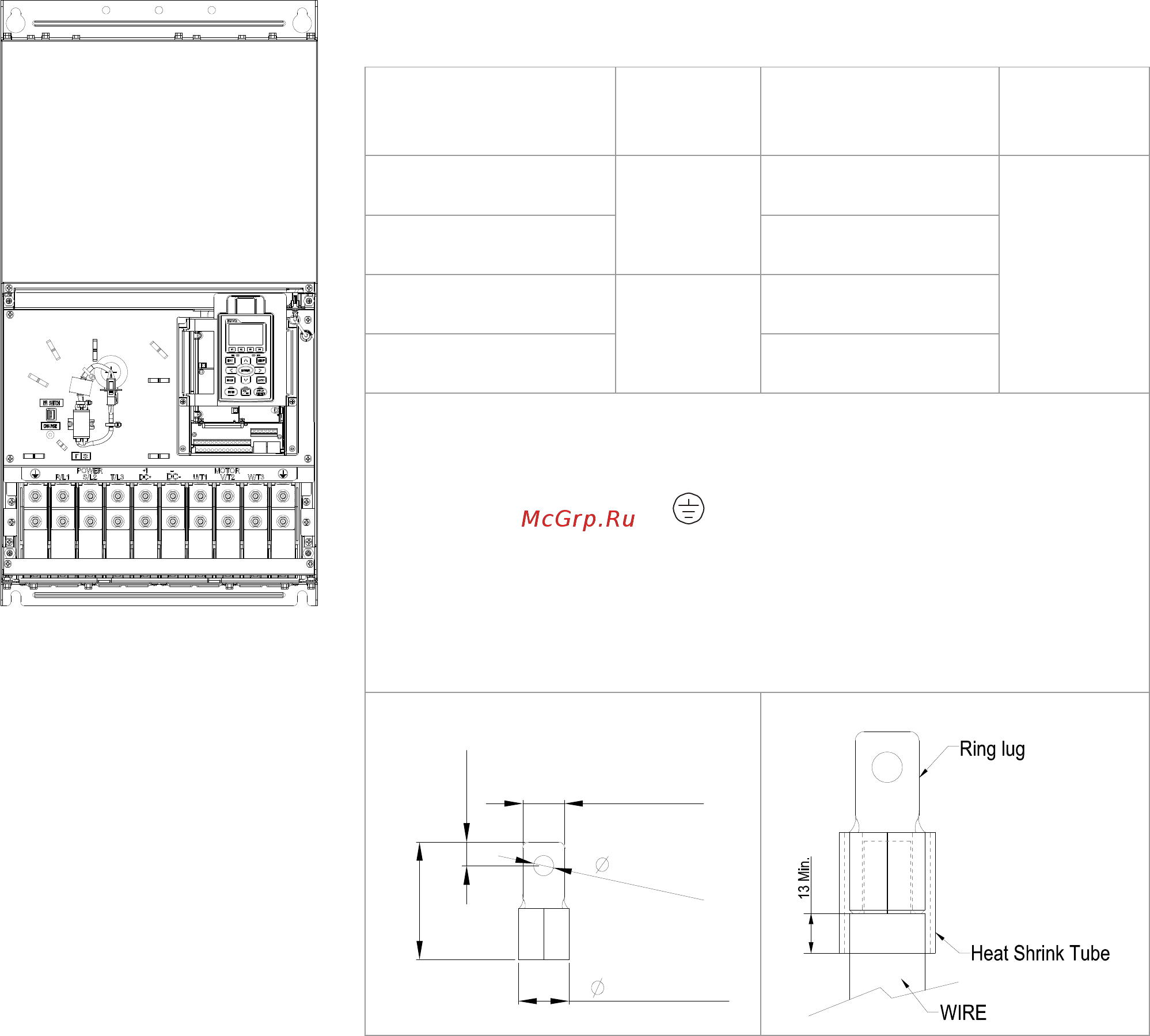 Delta Electronics VFD1600CH43A-21 [65/637] Силовые клеммы r l1 s l2 t l3 u t1 v t2 w t3 1 dc dc