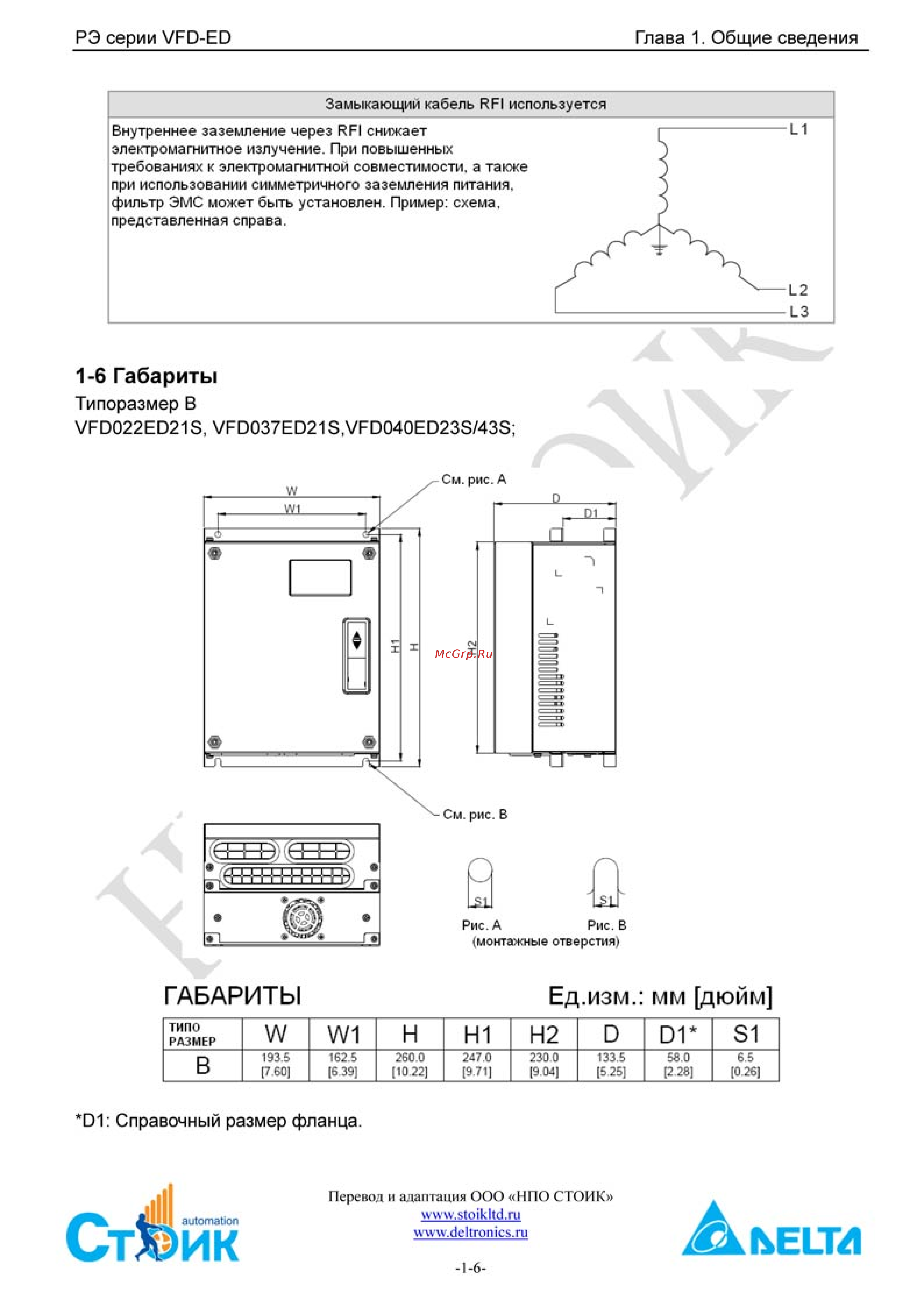 Delta Electronics VFD055ED43S [13/258] 6 габариты