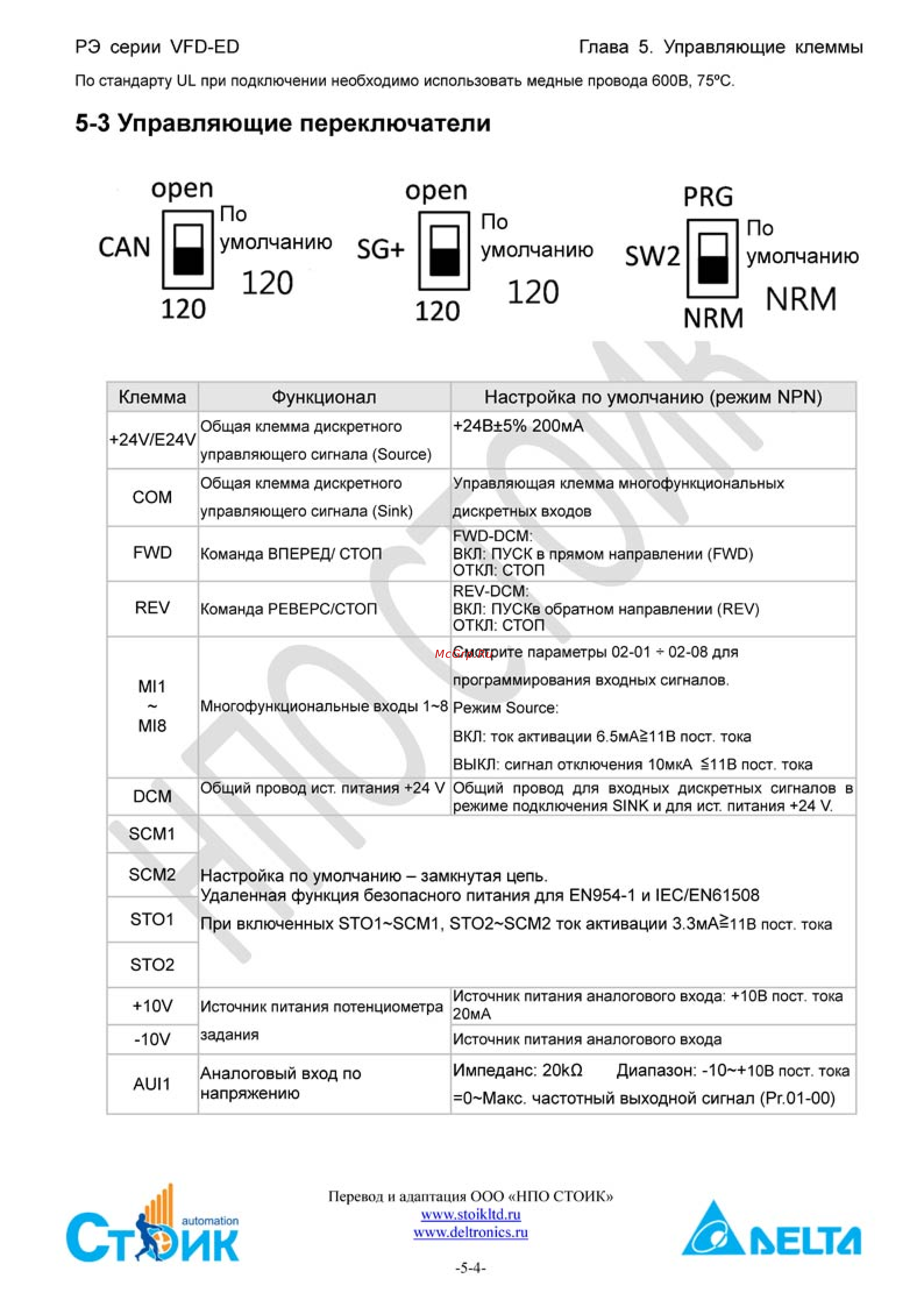 Delta Electronics VFD022ED21S [38/258] 3 управляющие переключатели