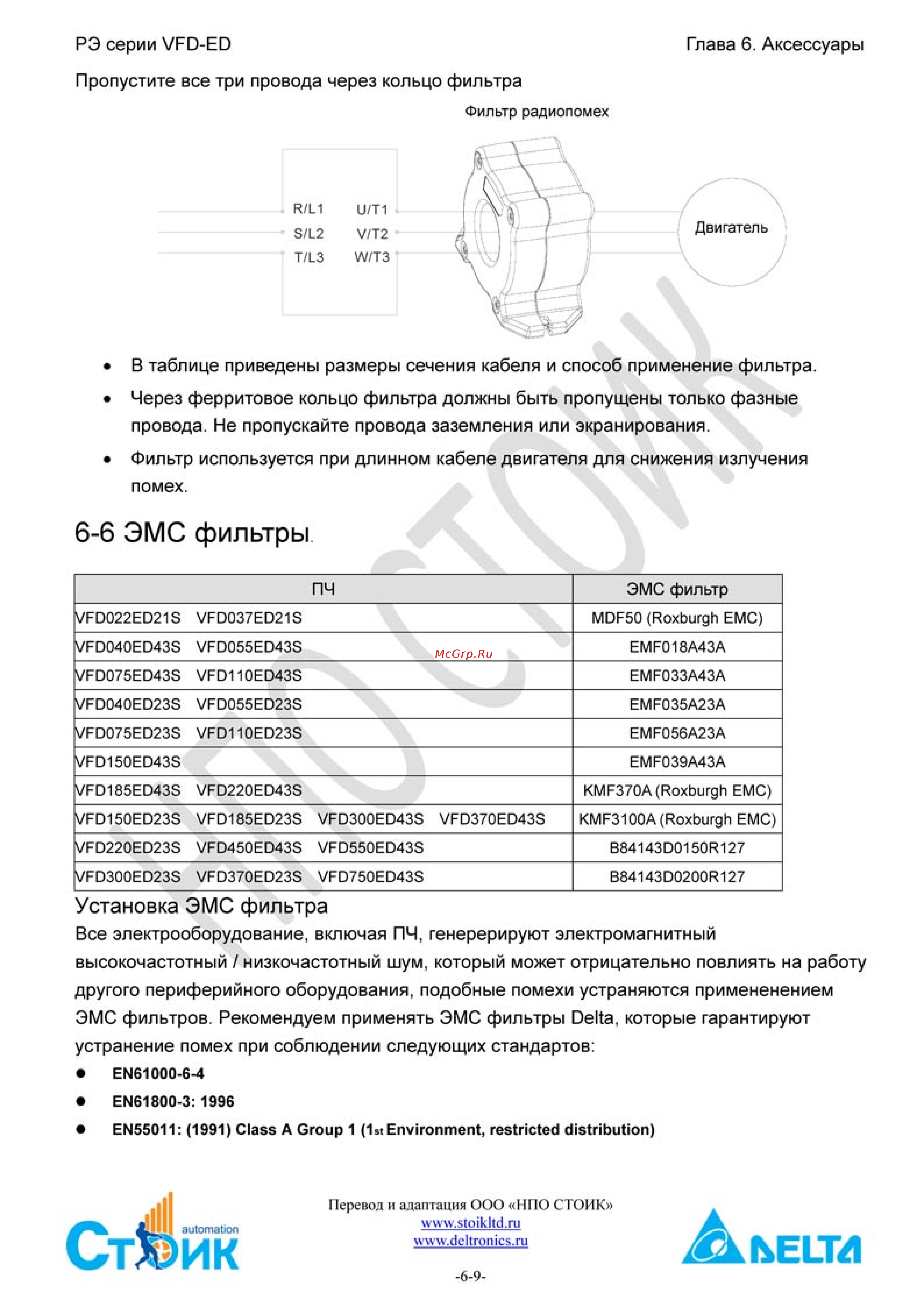 Delta Electronics VFD110ED23S [49/258] 6 эмс фильтры