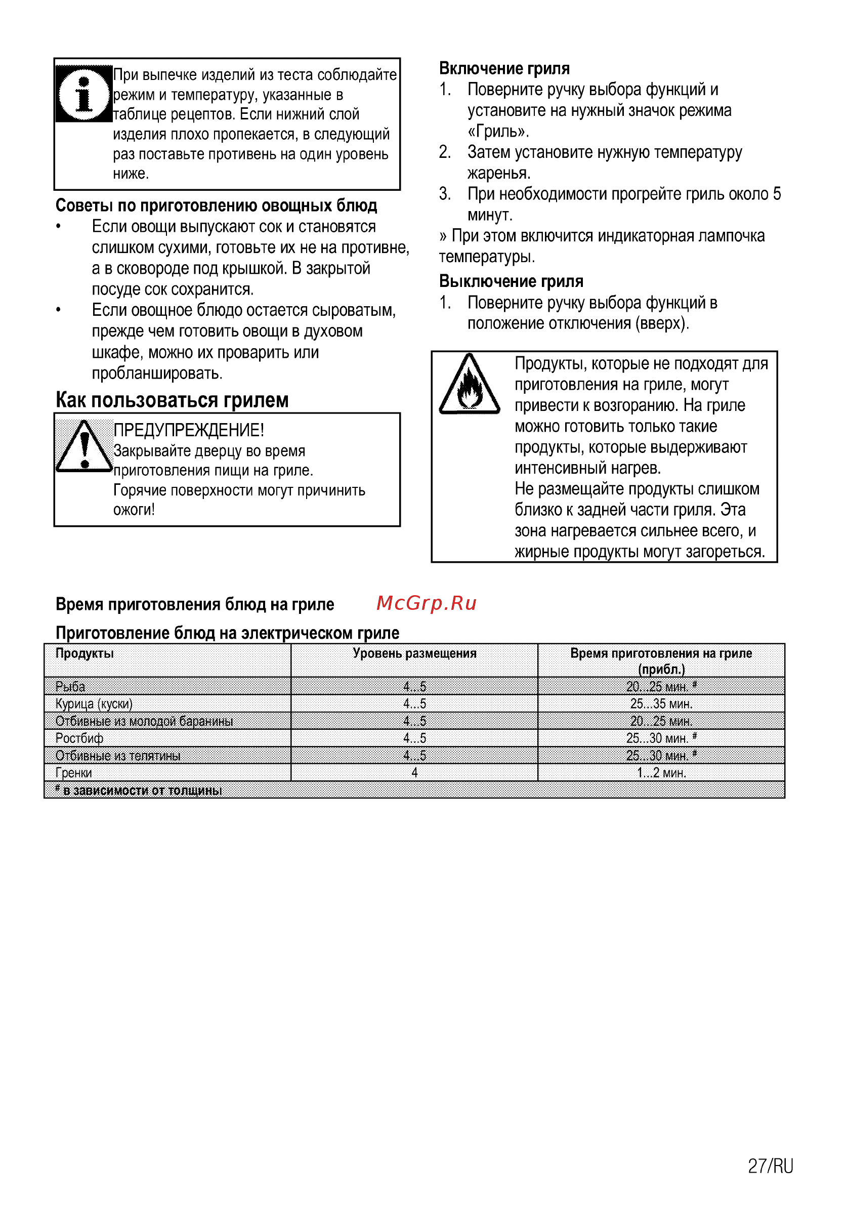 Beko FSM57300GX [27/92] Как пользоваться грилем