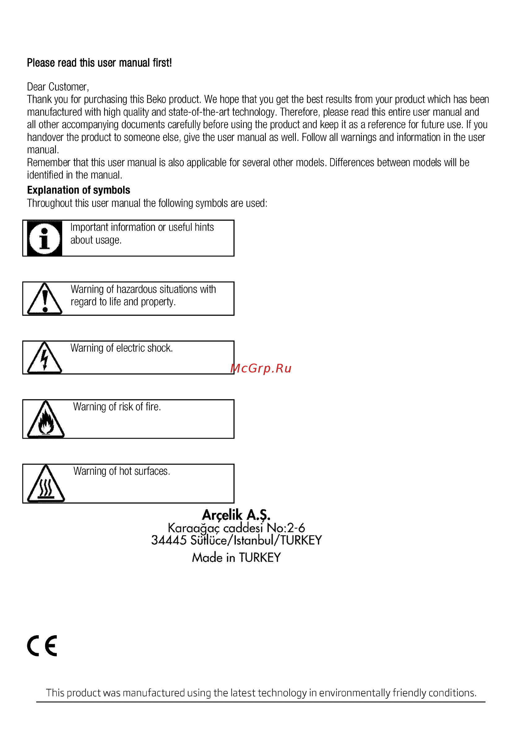Beko FSE63110DW [2/72] This product was manufactured using the latest technology in environmentally friendly conditions