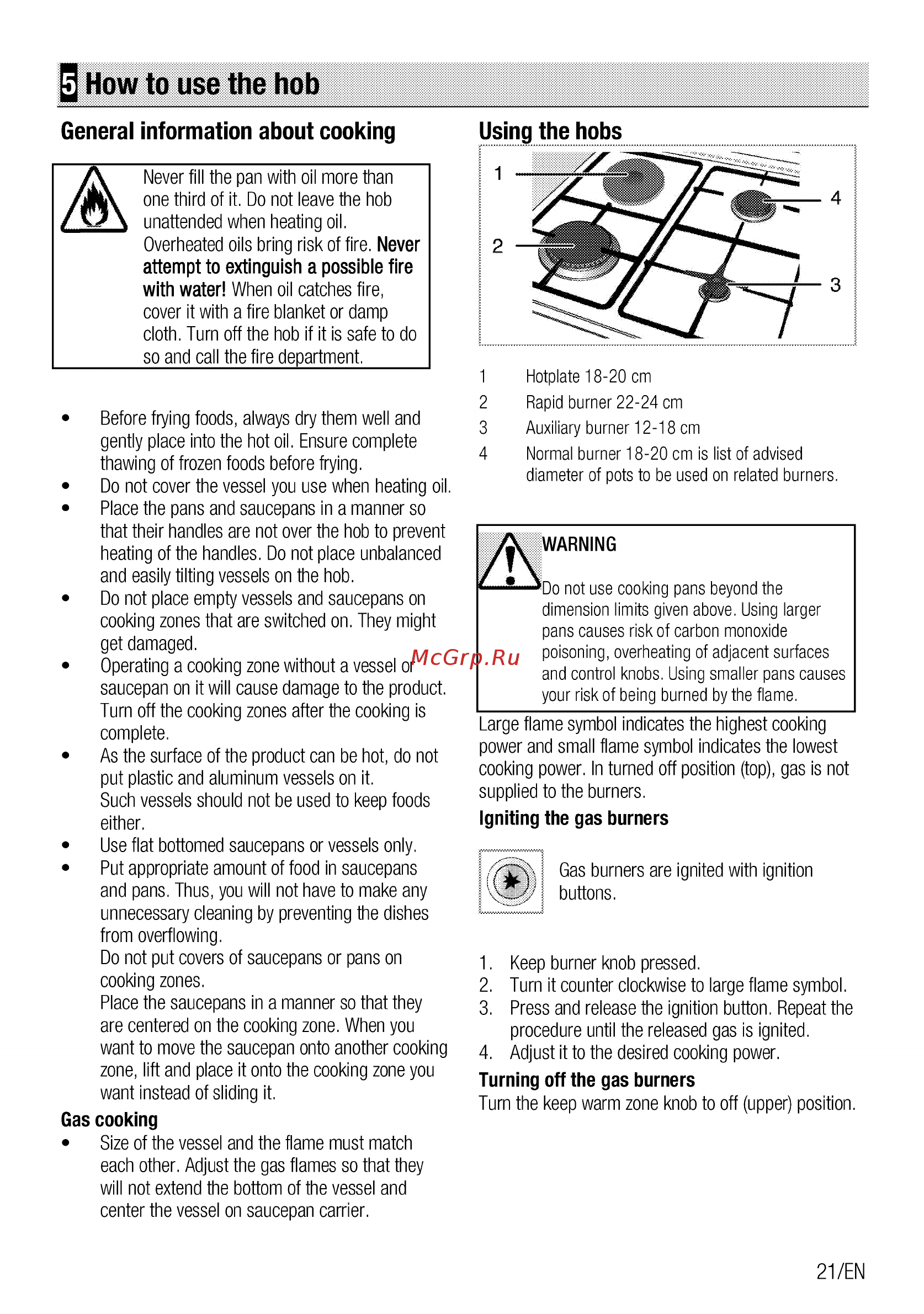 Beko FSE63110DW [21/72] How to use the hob