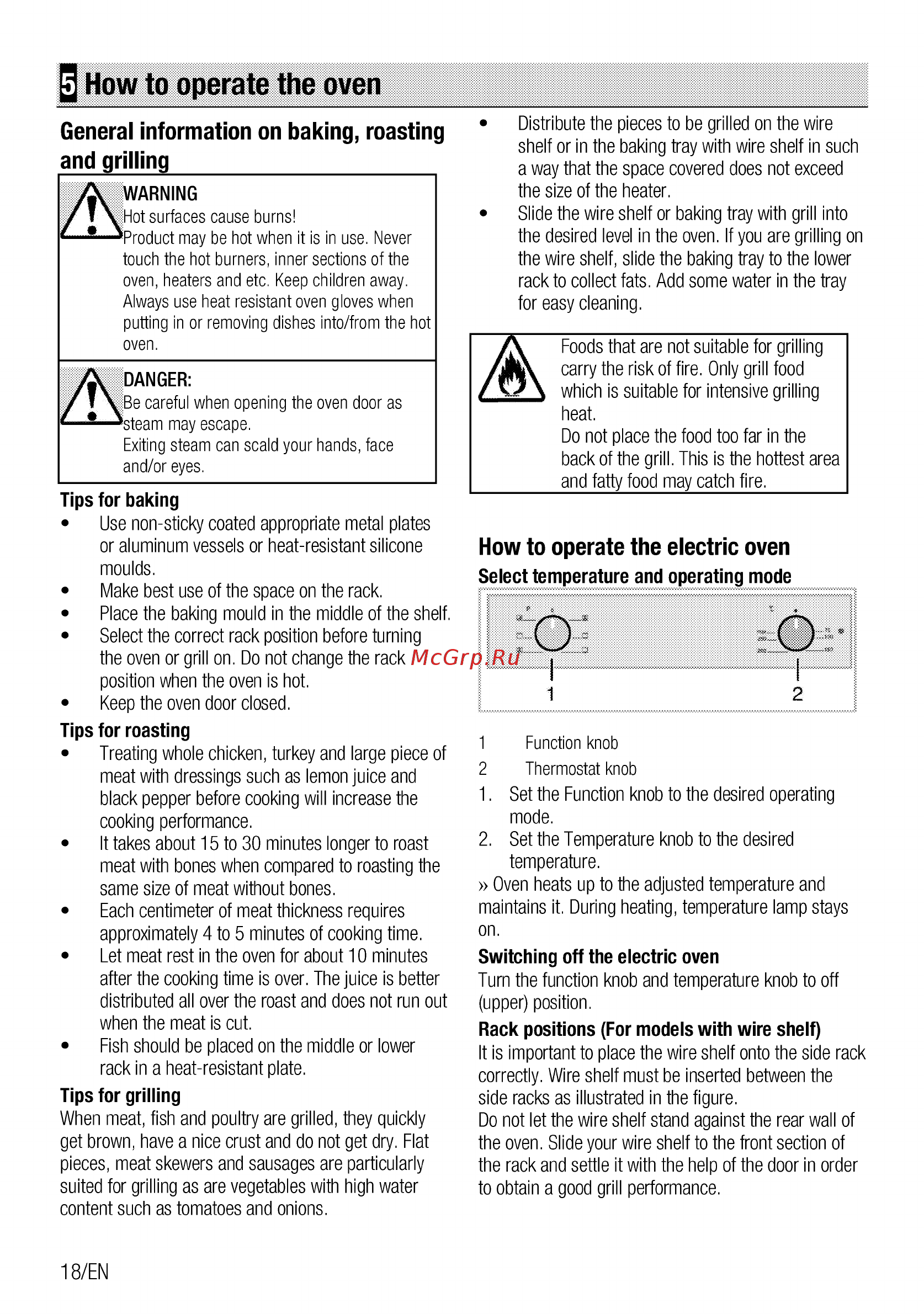 Beko BIE22000X [18/52] How to operate the oven
