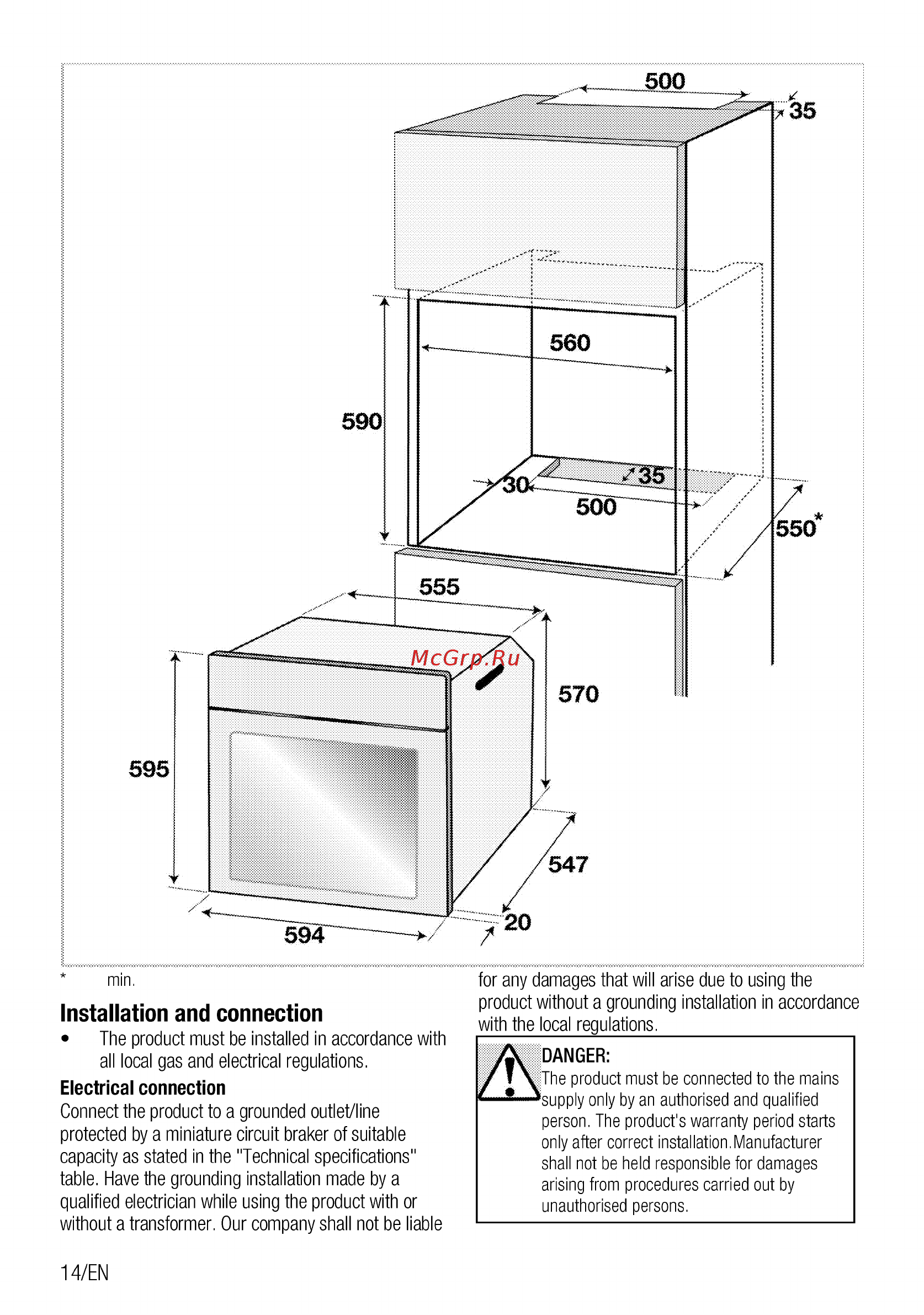 Beko BIE24100B [14/84] Installation and connection