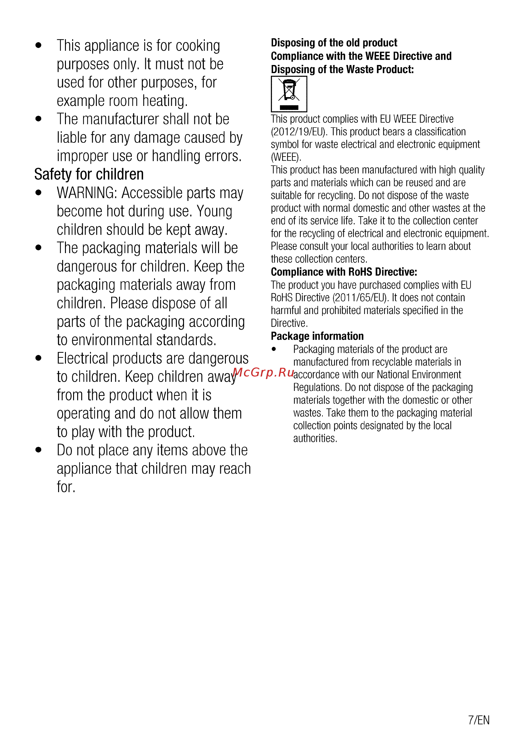 Beko HII68600PTX [31/76] Safety for children warning accessible parts may