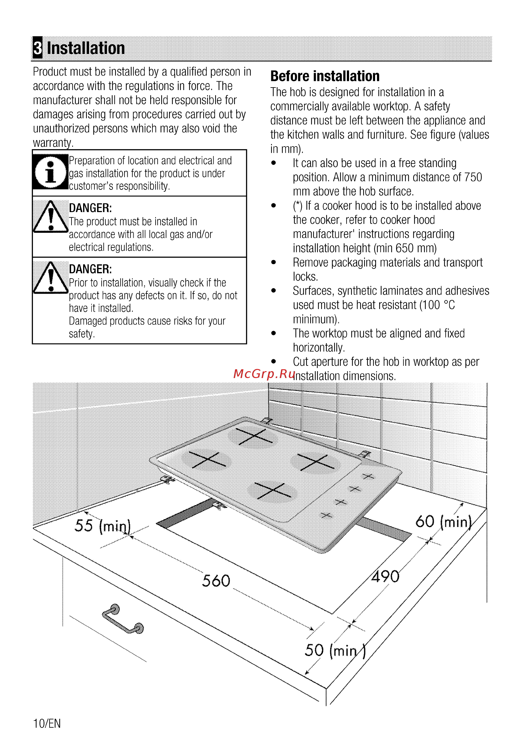 Beko HIZG64125CR [10/44] Installation